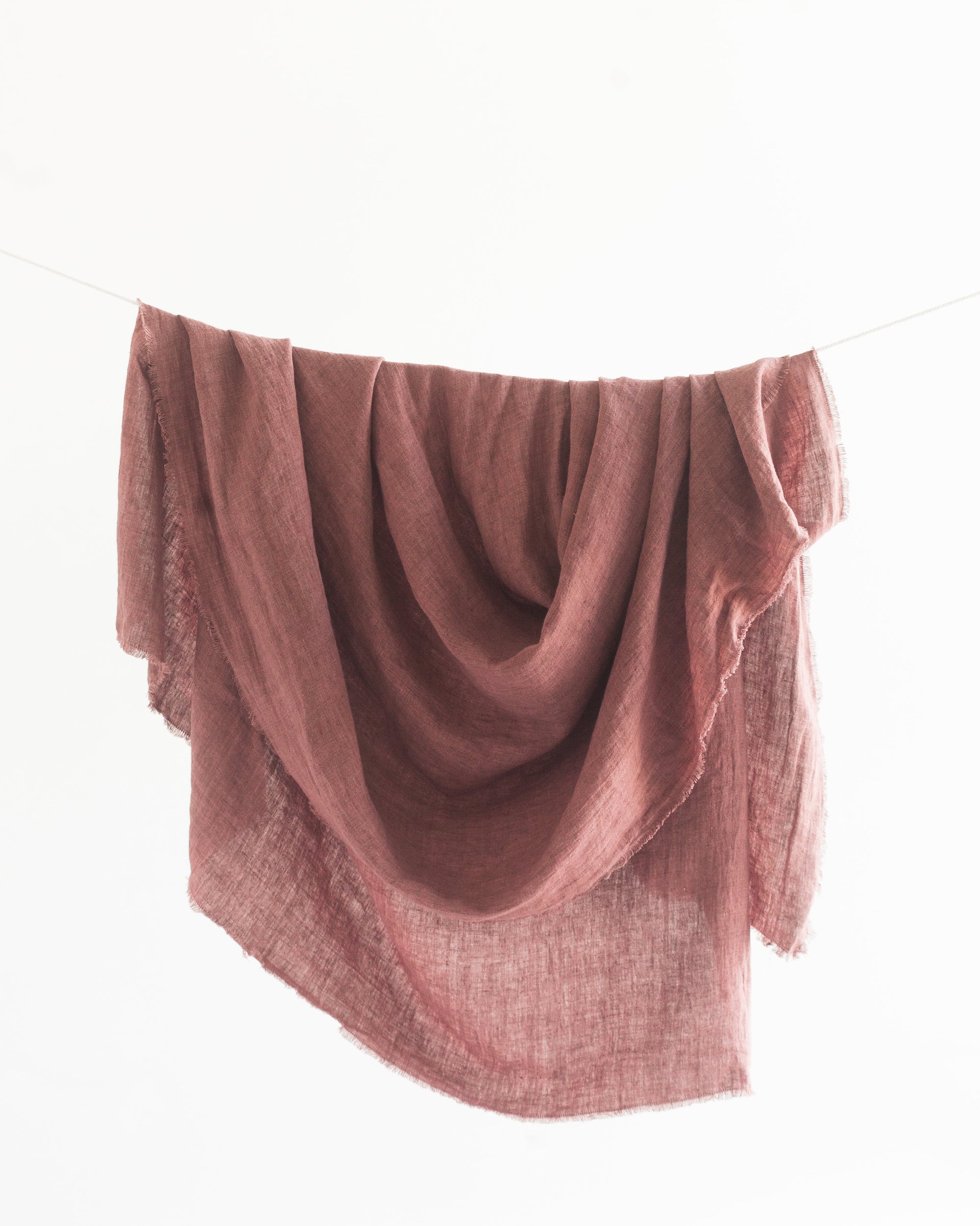 Stone Washed Linen Throw - Ash Rose