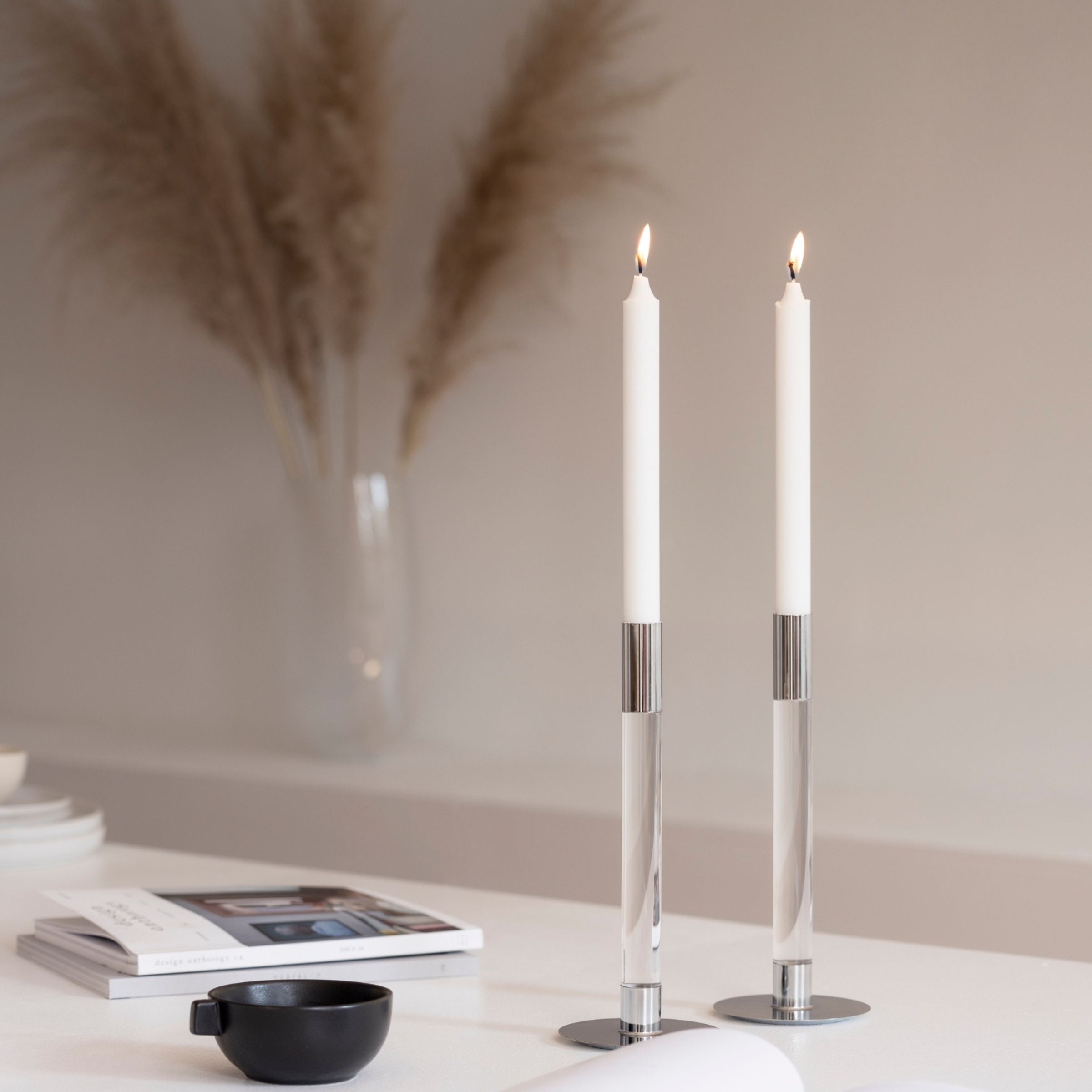Lumiere Silver Candlesticks- Set of 2