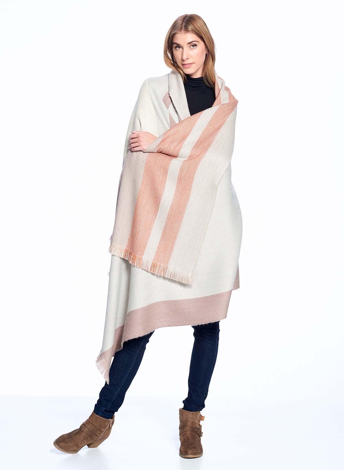 Alpaca Throw Blanket Reversible - Faded Rust