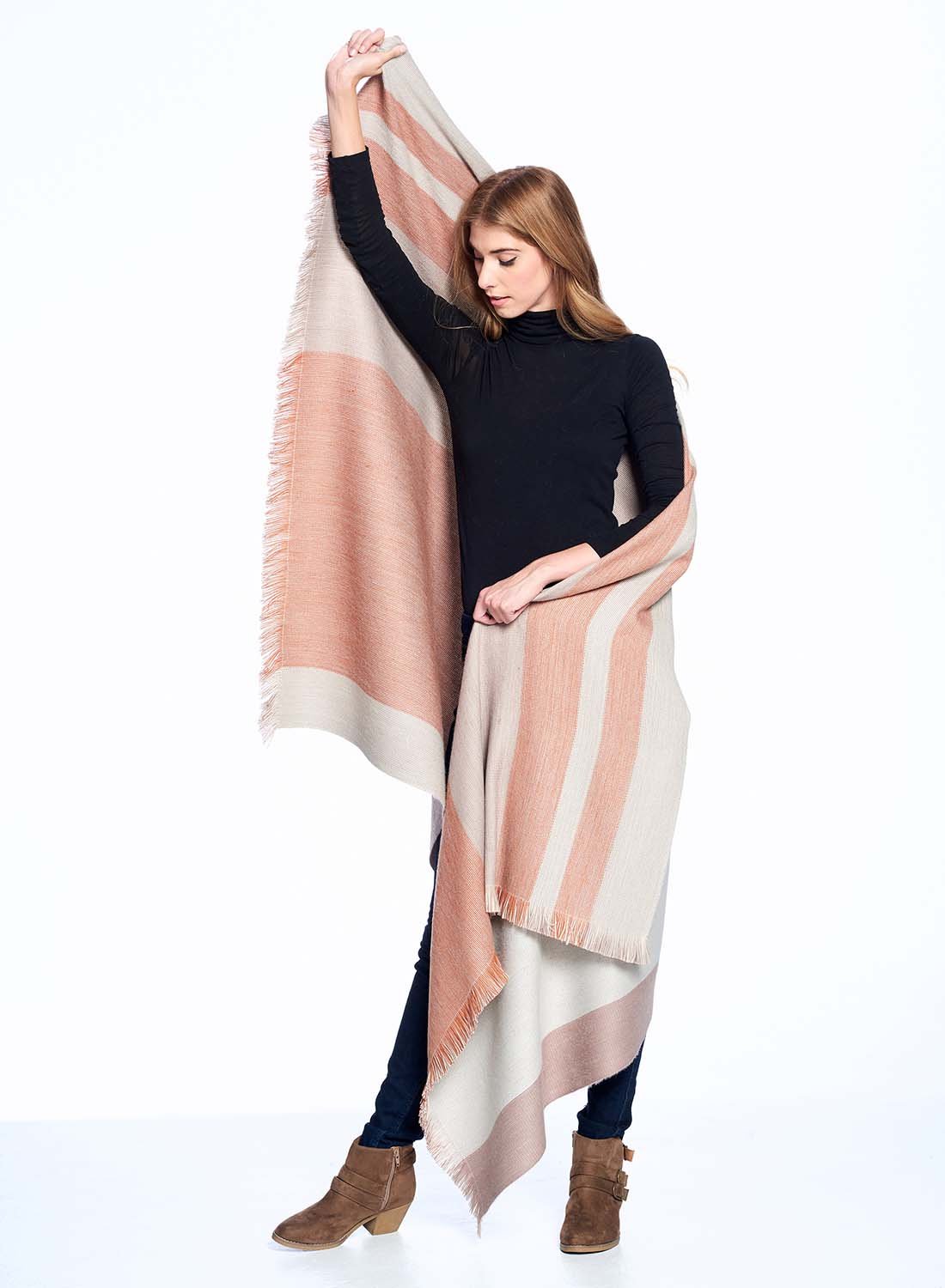 Alpaca Throw Blanket Reversible - Faded Rust