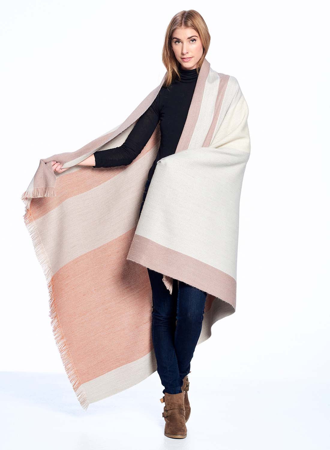 Alpaca Throw Blanket Reversible - Faded Rust