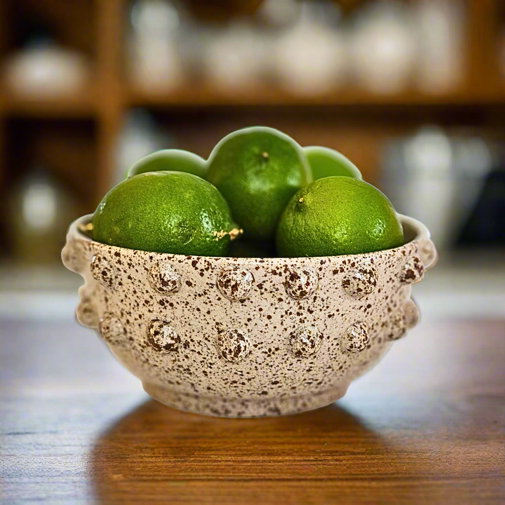 Volcanic sand bowl with spheres