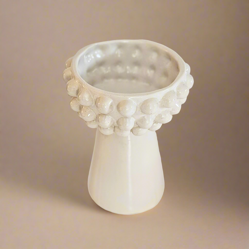 Tall bowl vase with spheres