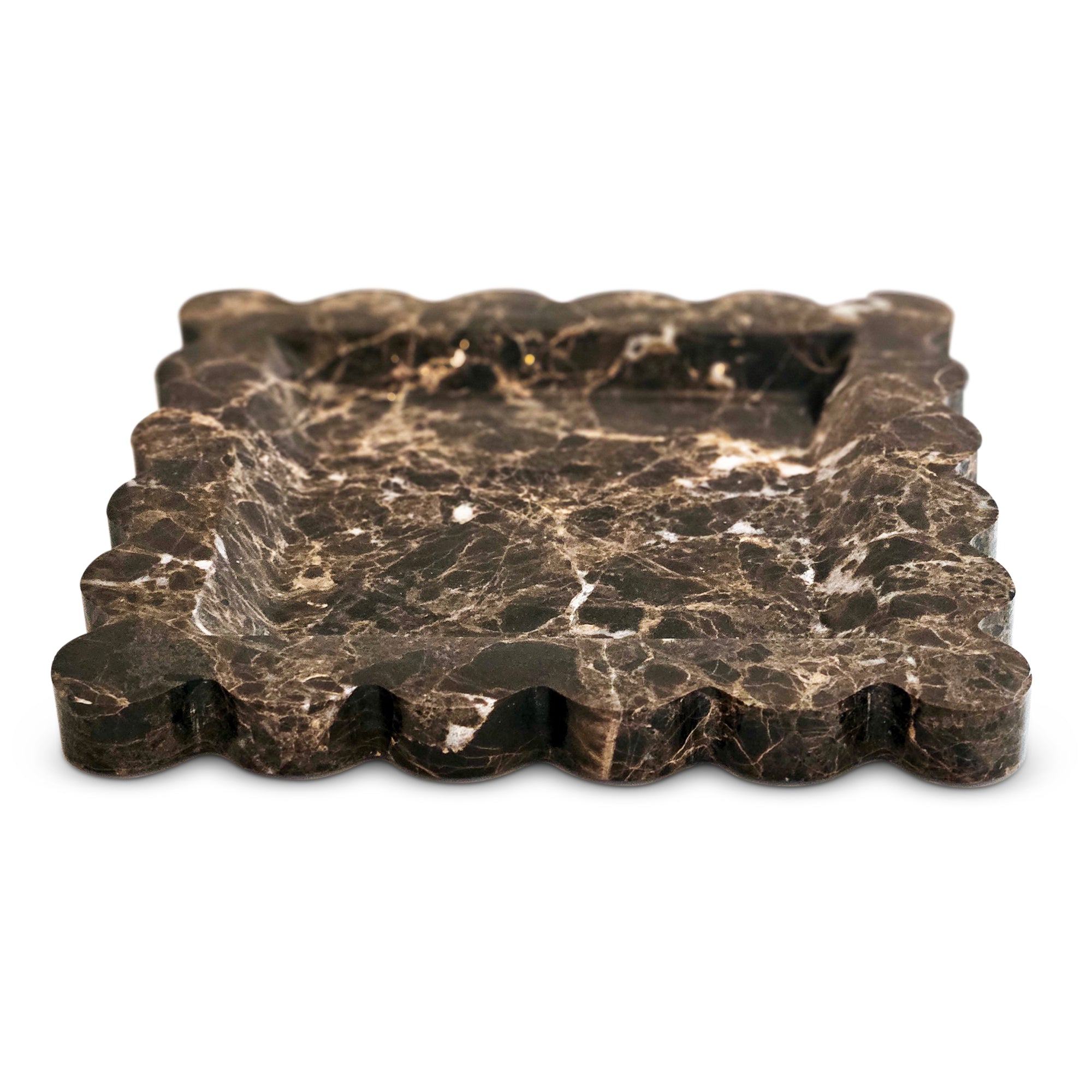 brown marble scalloped tray