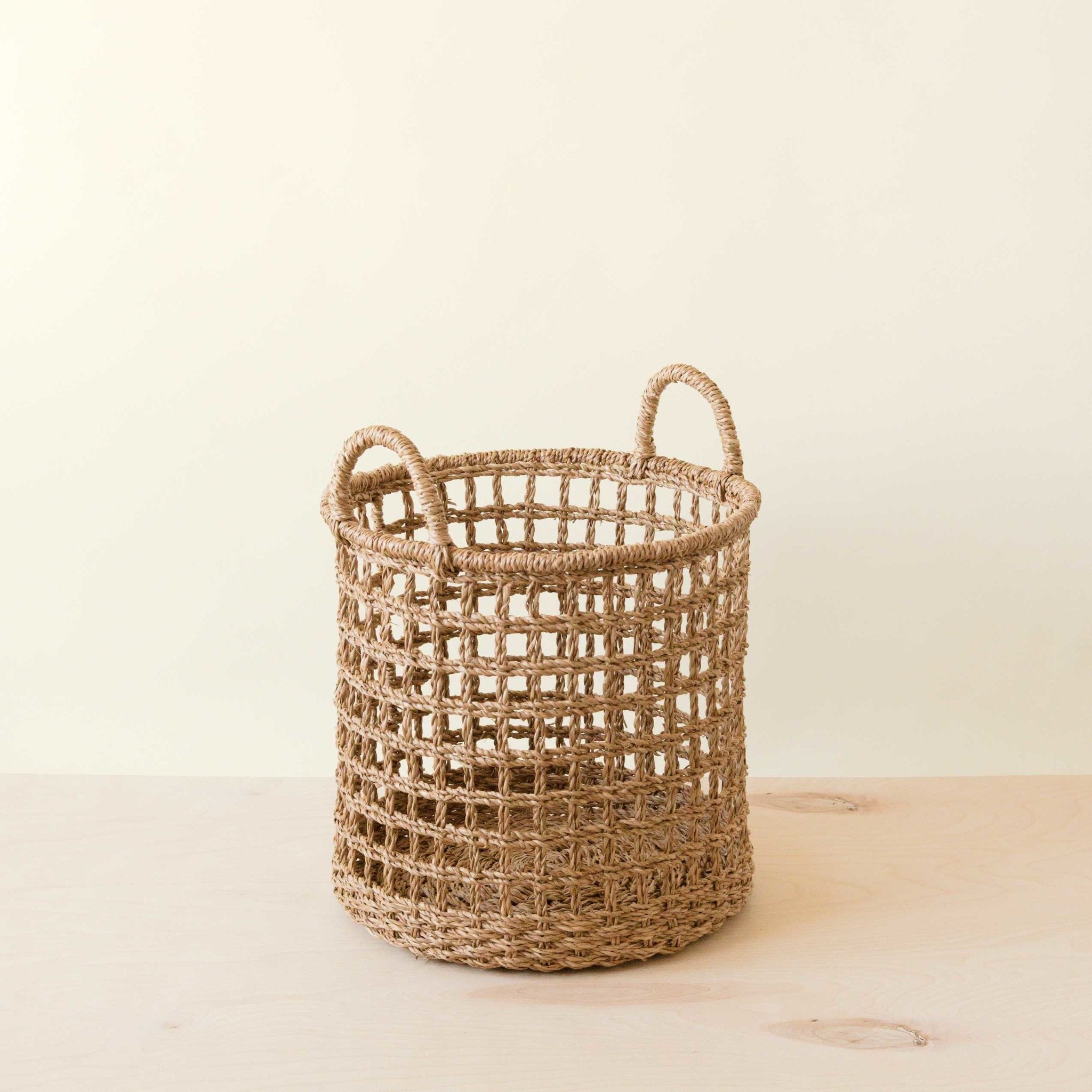 Open Weave Baskets with Handle - Set of 3
