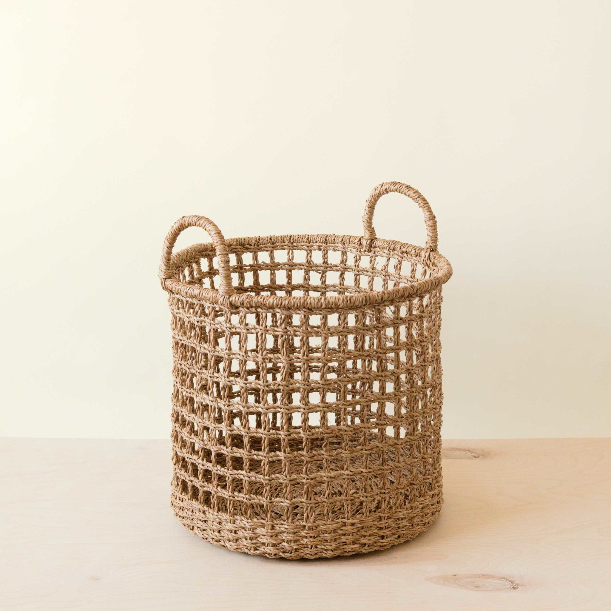 Open Weave Baskets with Handle - Set of 3