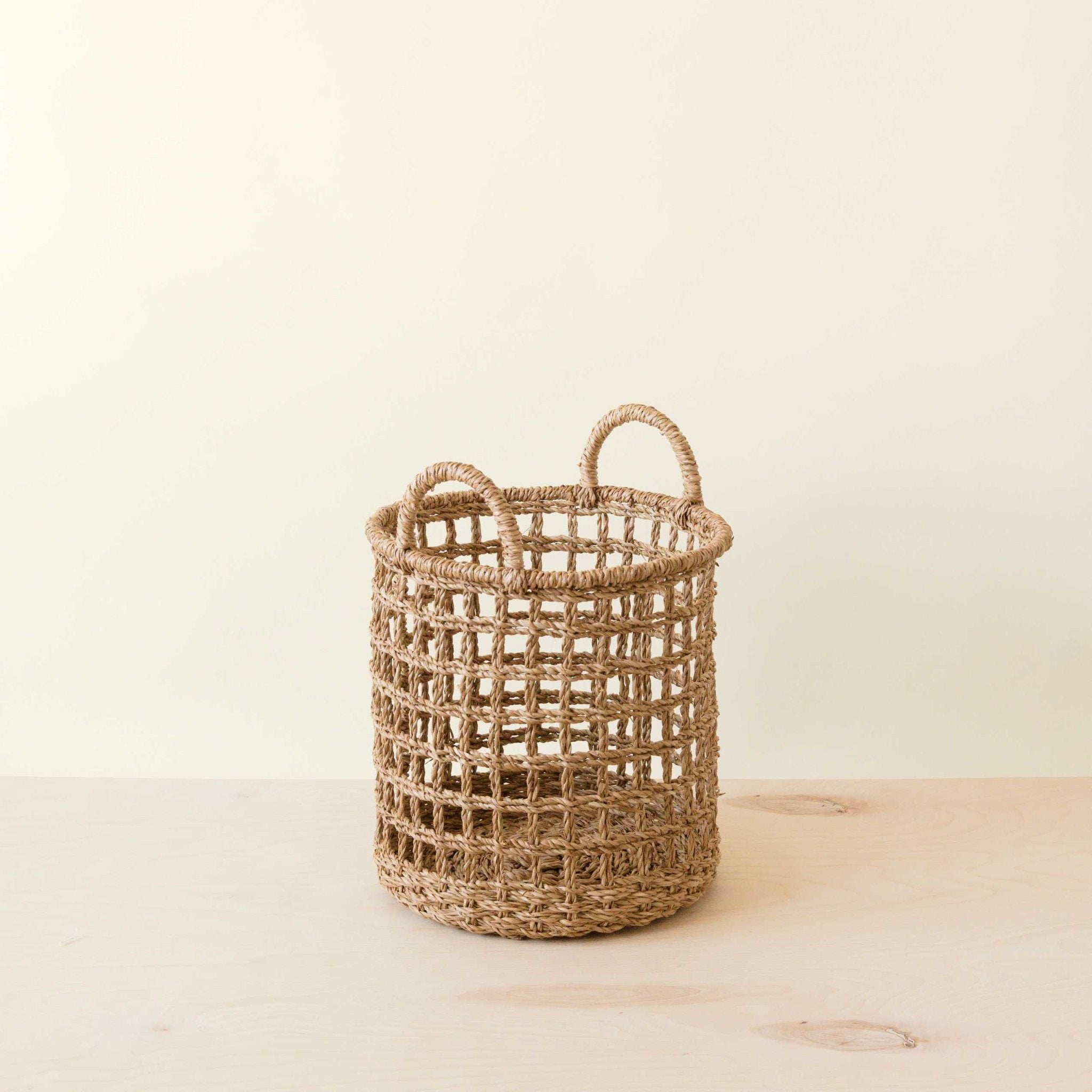 Open Weave Baskets with Handle - Set of 3