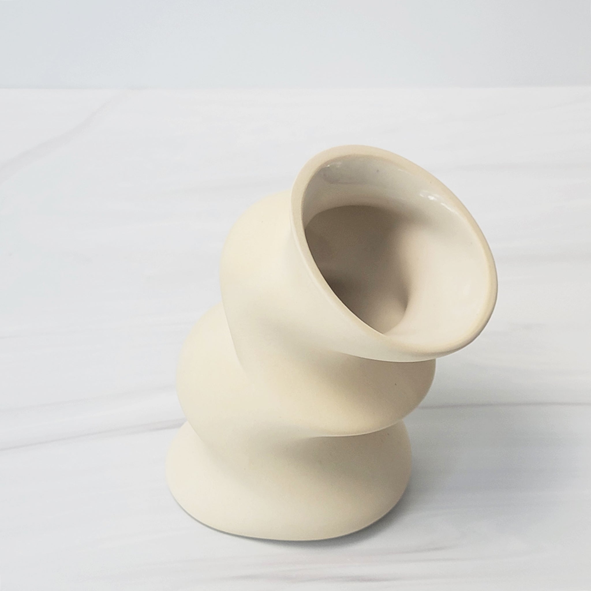 Trio ivory ceramic freeform vase