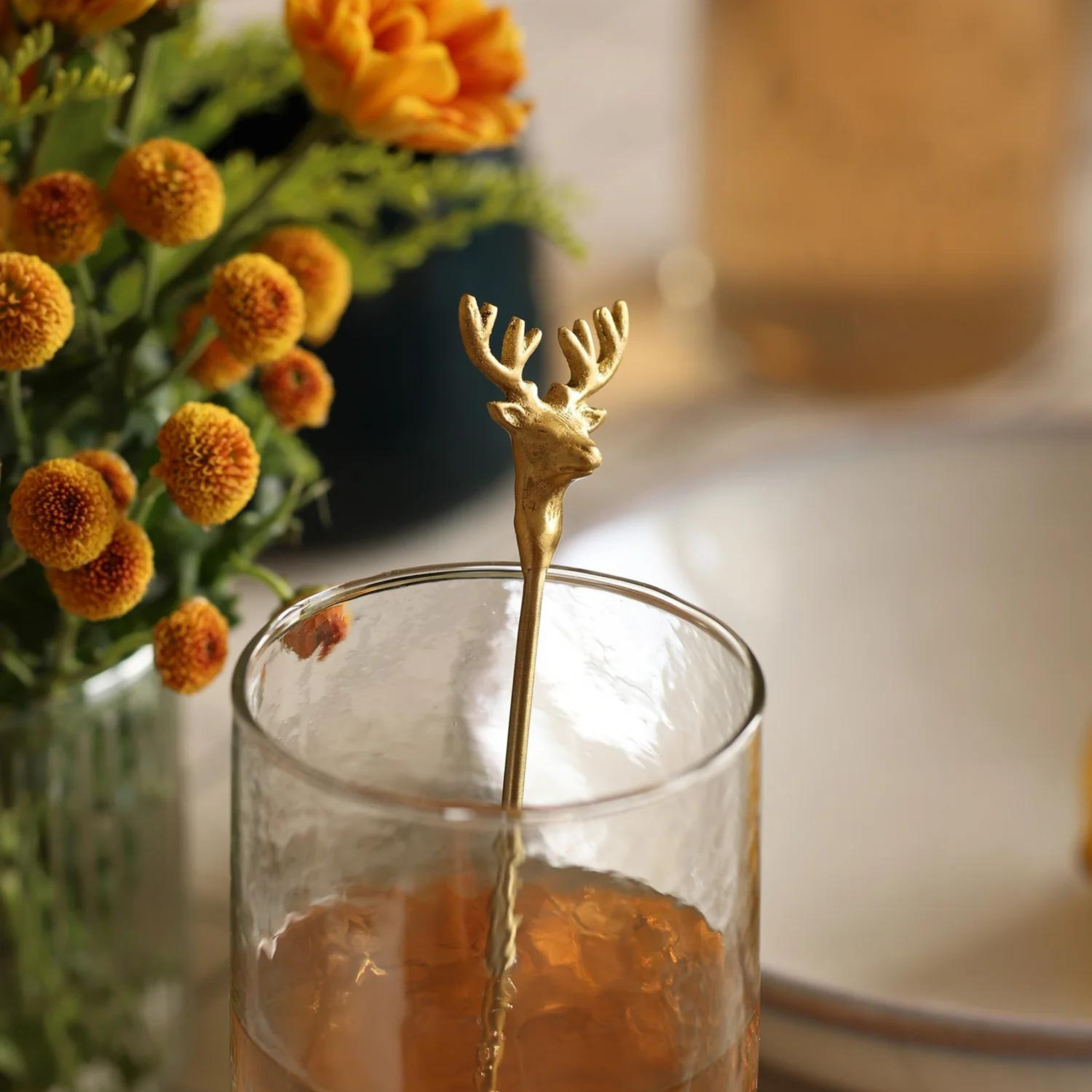 Deer woodland brass cocktail stirrers