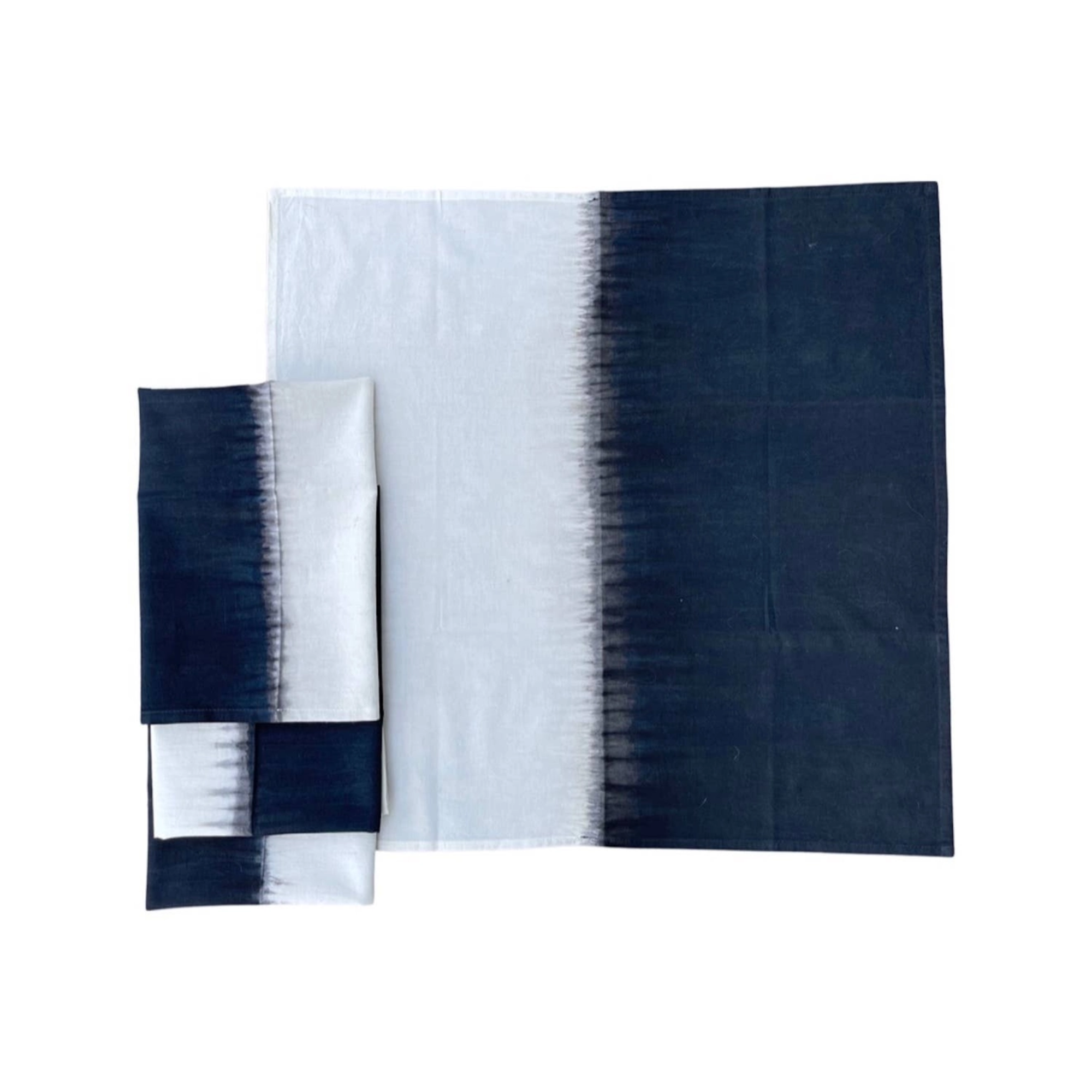 Black dip dyed cotton dinner napkins- Set of 4