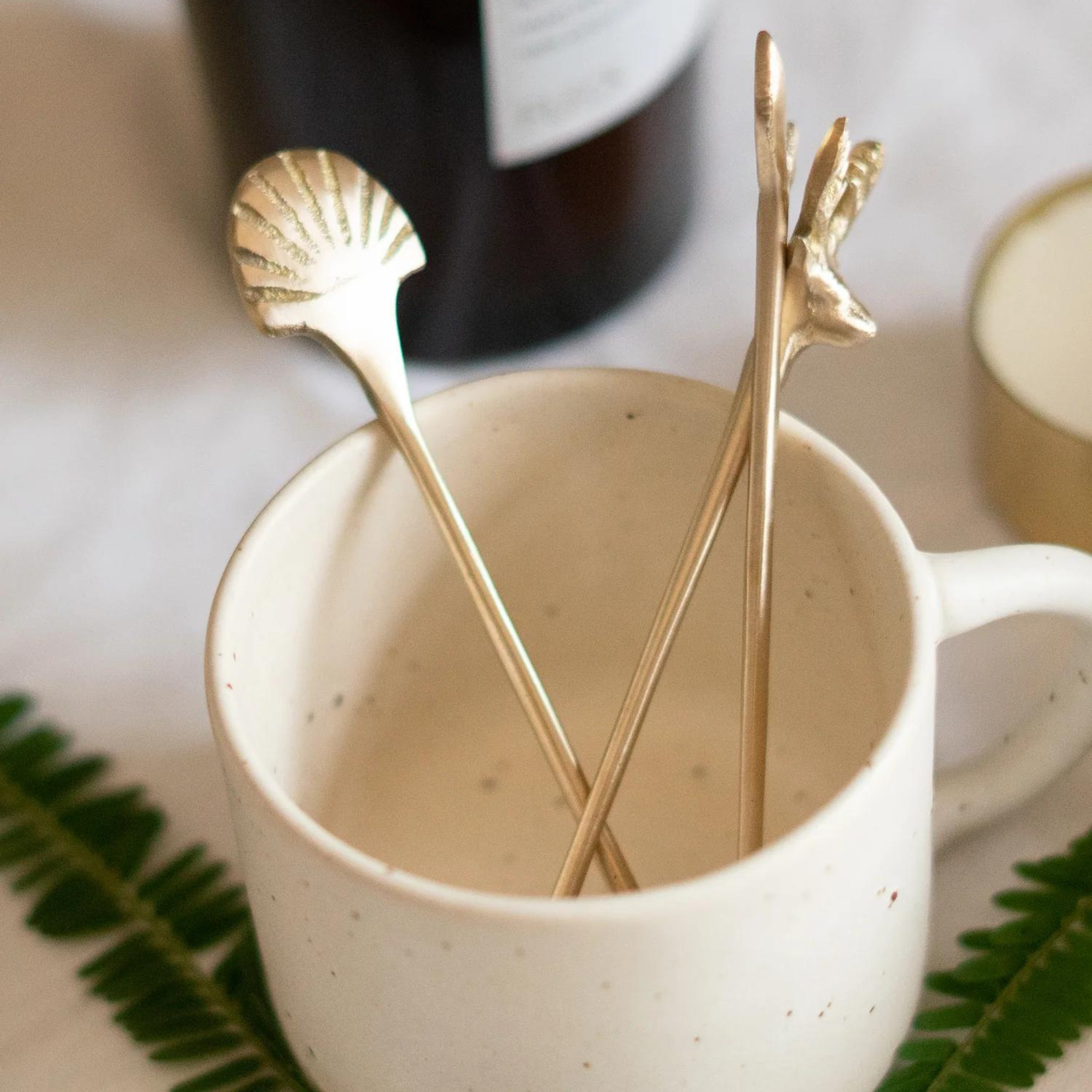 seashell art deco brass cocktail stirrers