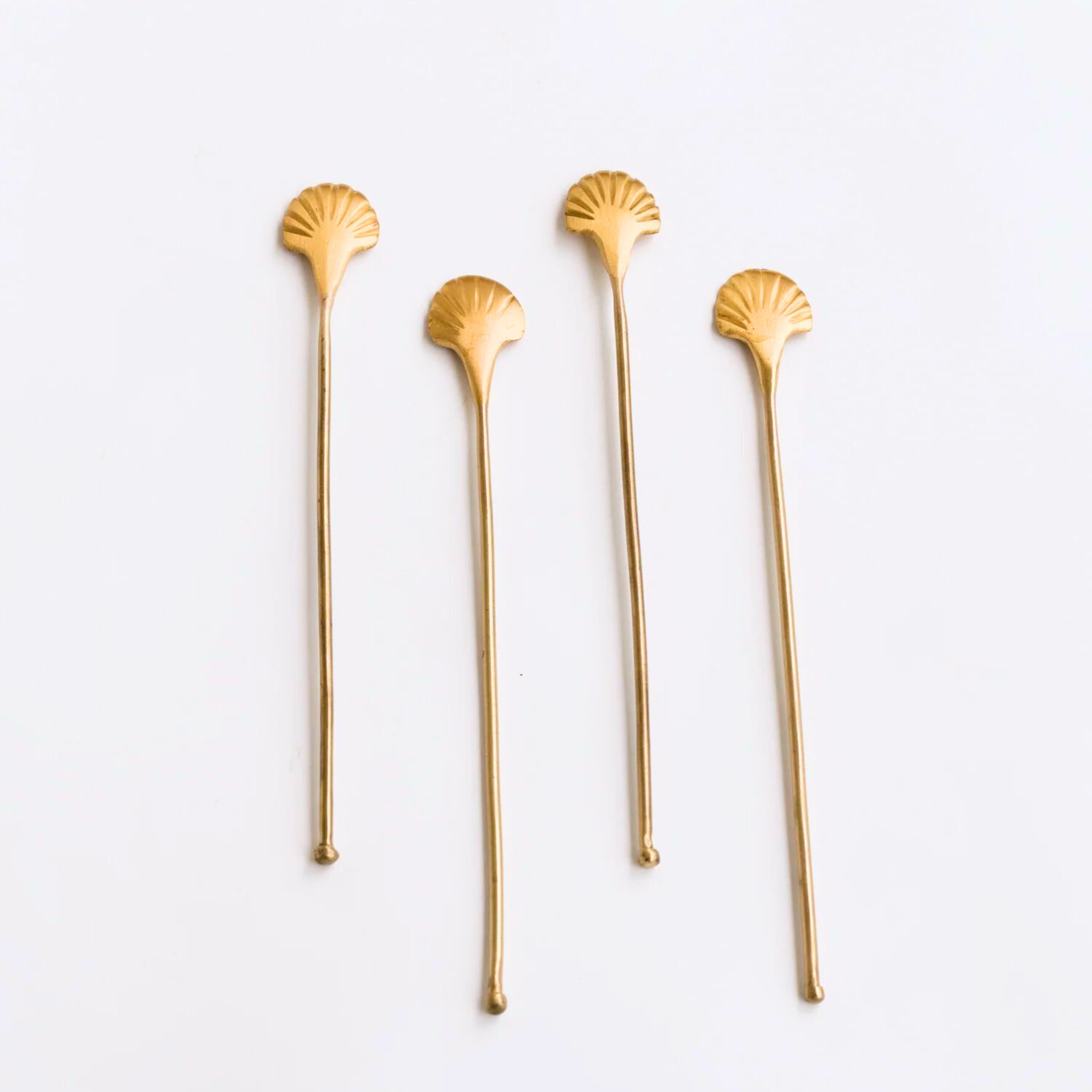 seashell art deco brass cocktail stirrers