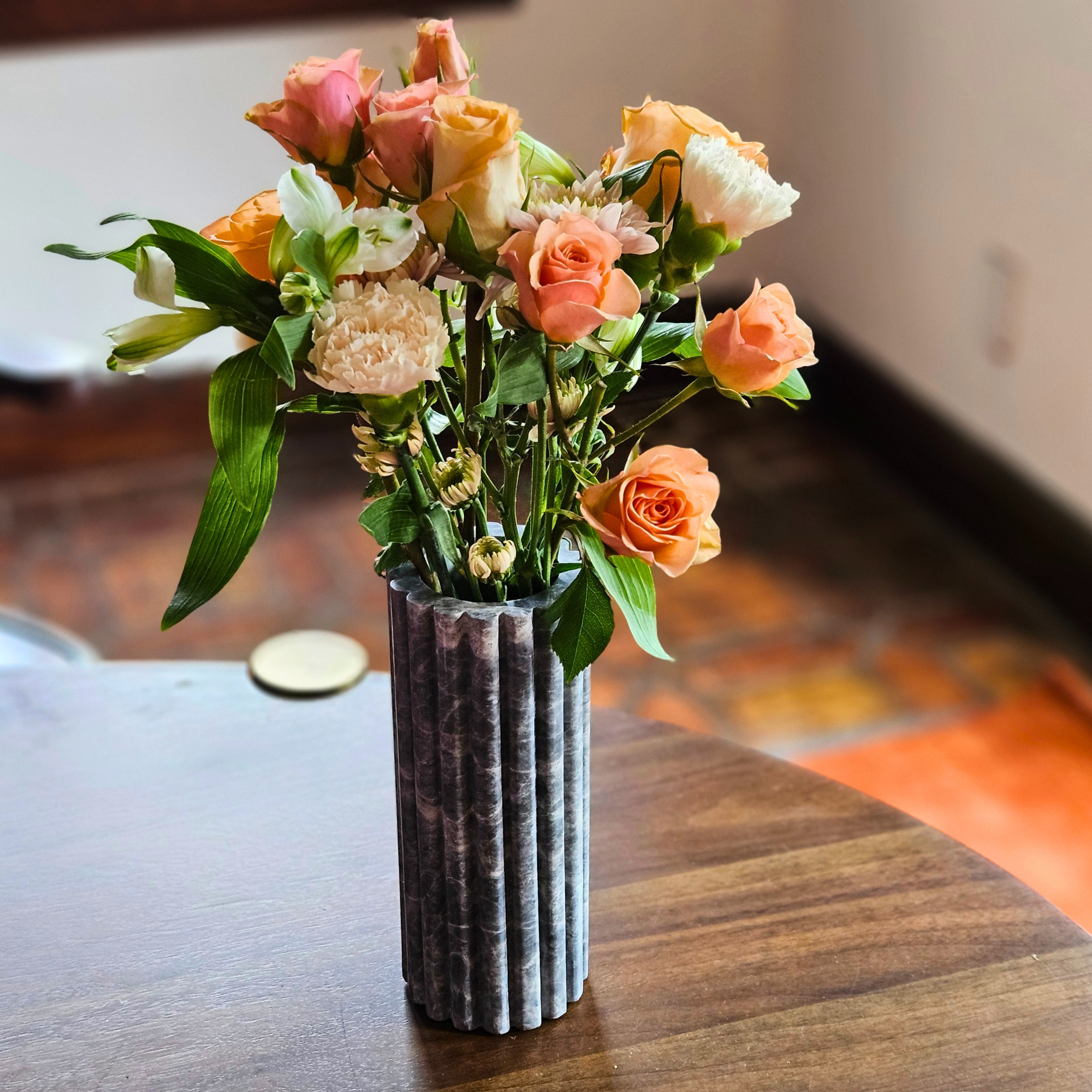 Scalloped Marble Vase