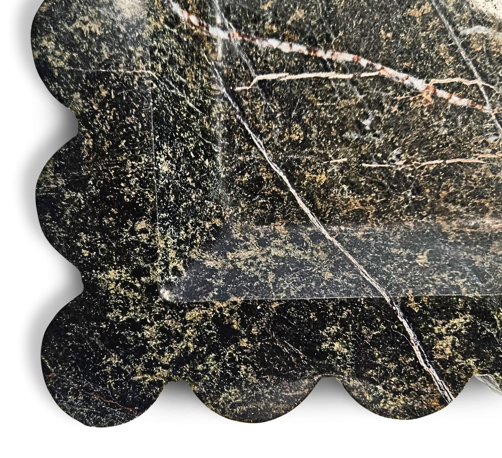 Forest green marble scalloped tray
