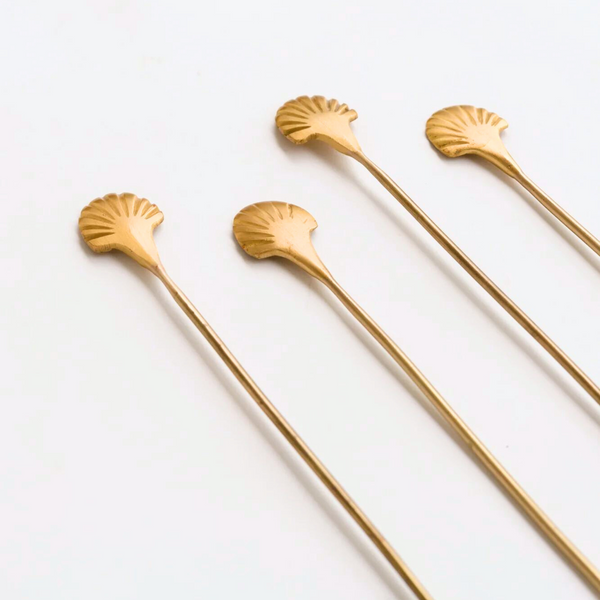 Brass Seashell Drink Stirrer (2 Sizes)