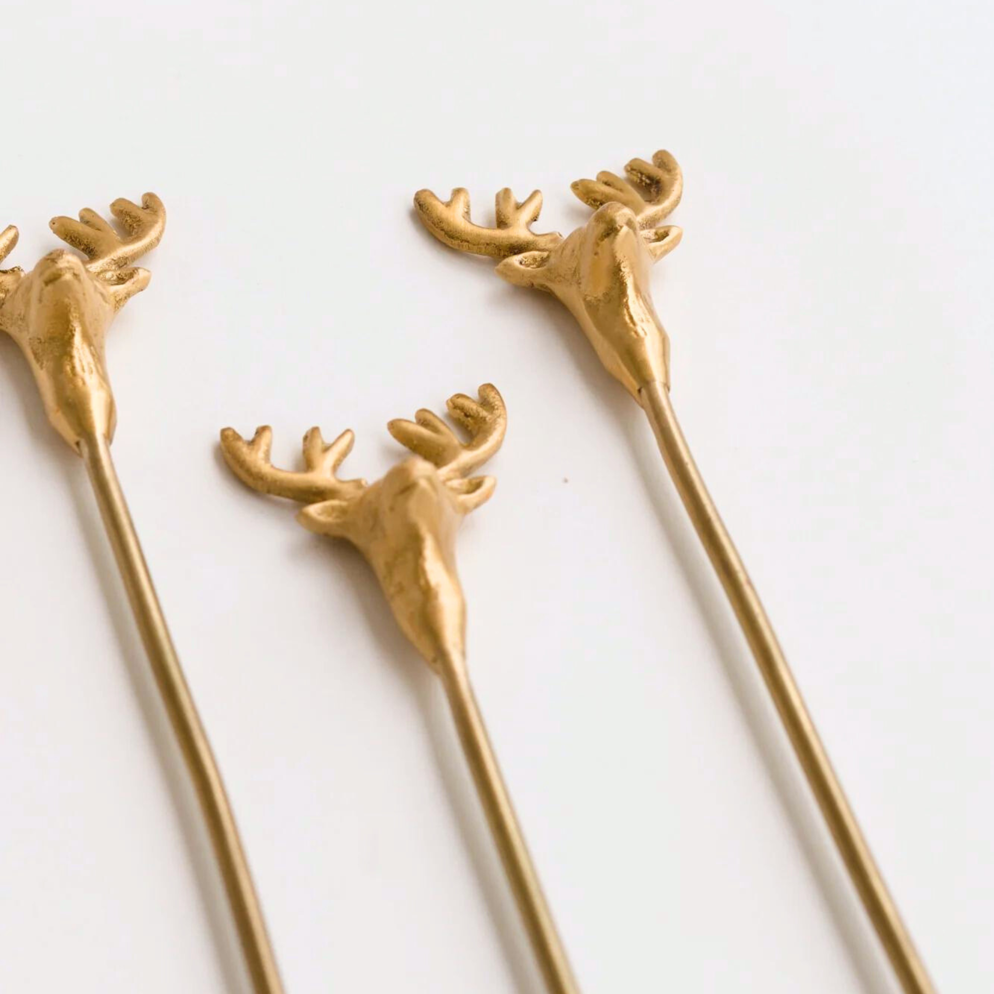 Deer woodland brass cocktail stirrers