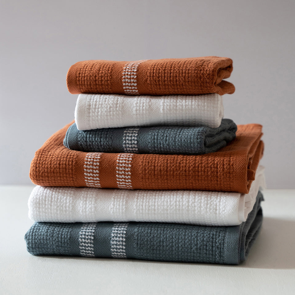 S/2 Organic Block Rib Hand Towel - Orion