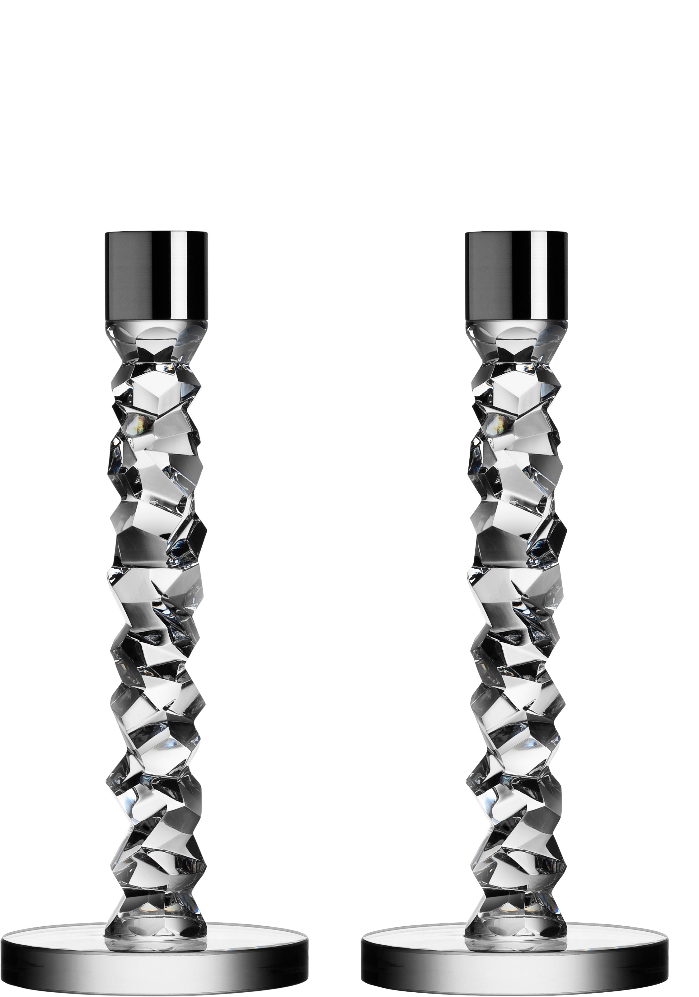 Carat Medium Silver Candlestick- Set of 2