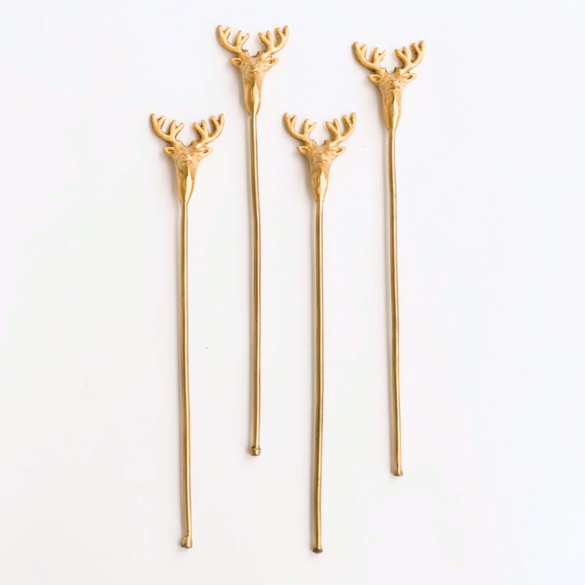 Deer woodland brass cocktail stirrers