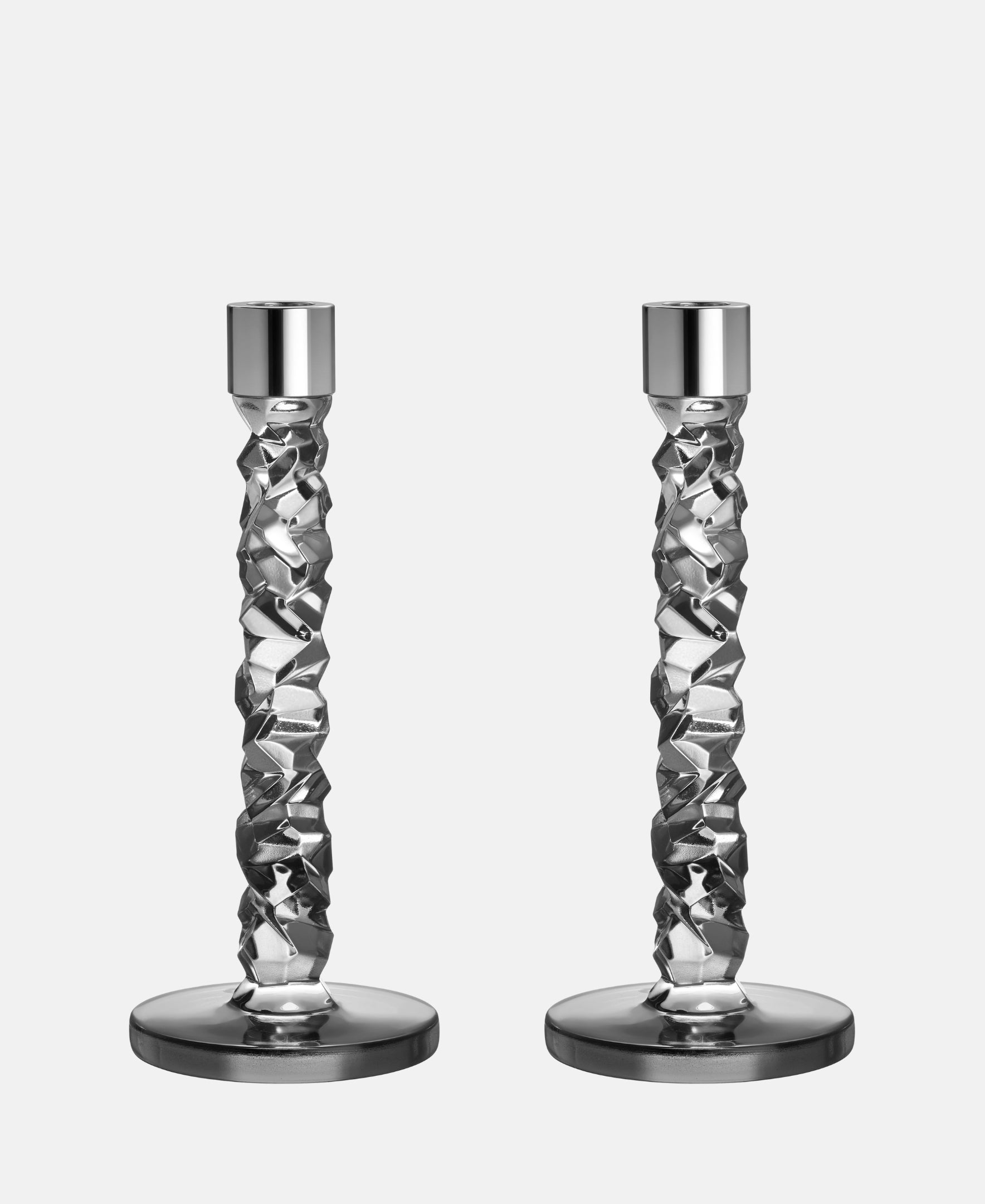 Carat Medium Graphite Candlestick- Set of 2