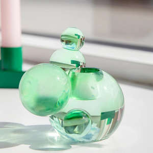 green crystal bubble candleholder