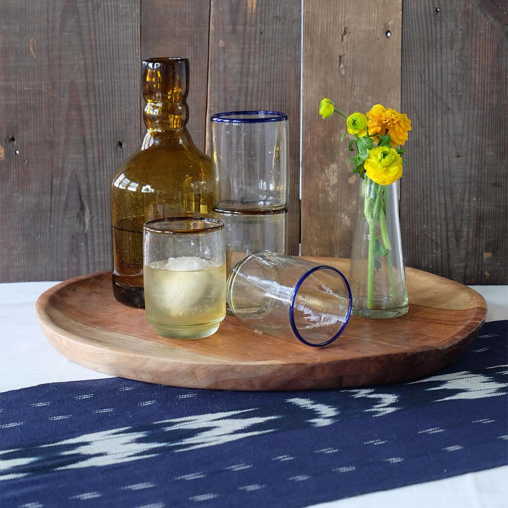 Indigo and White Serpentina Cotton Table Runner