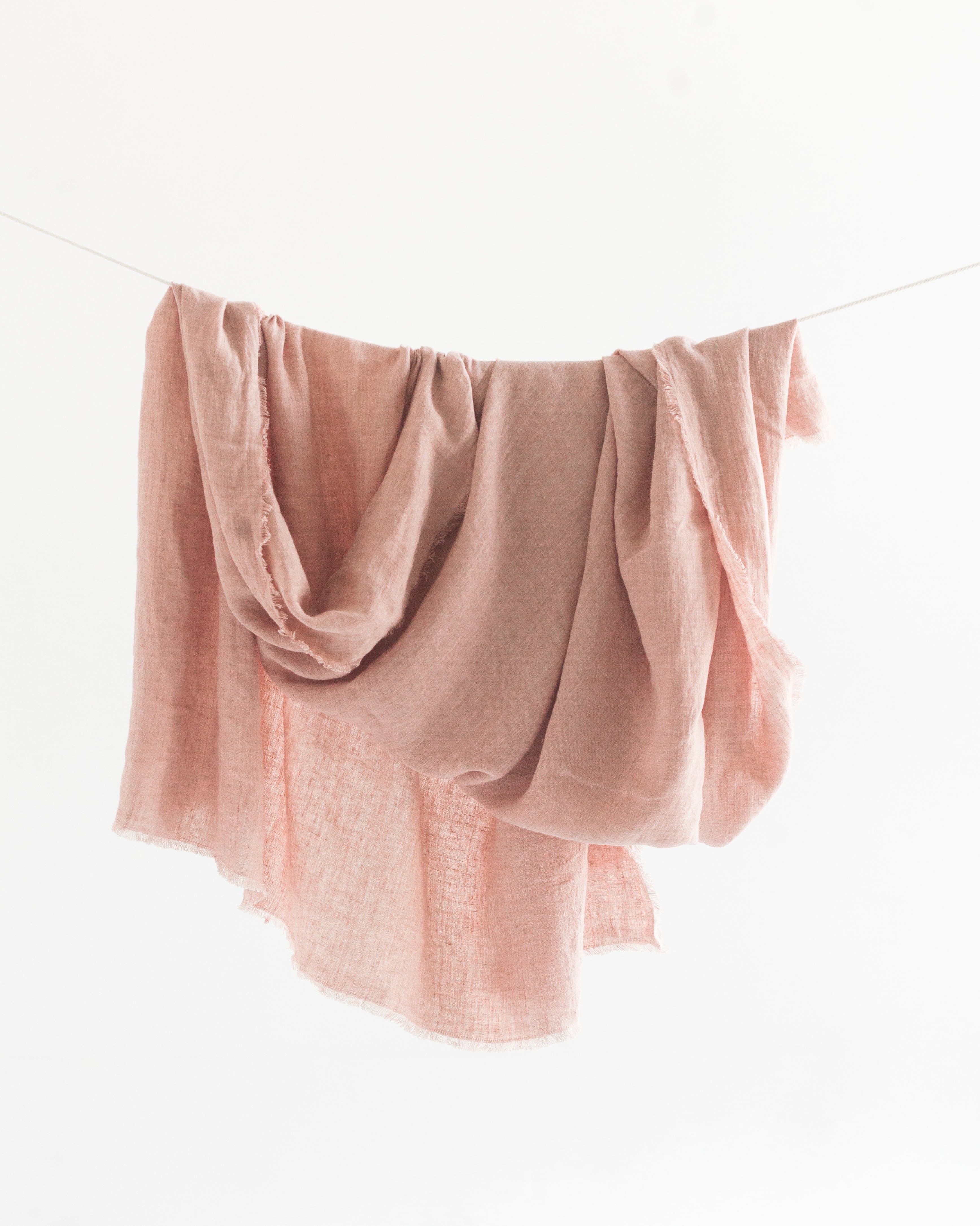 Stone Washed Linen Throw - Blush