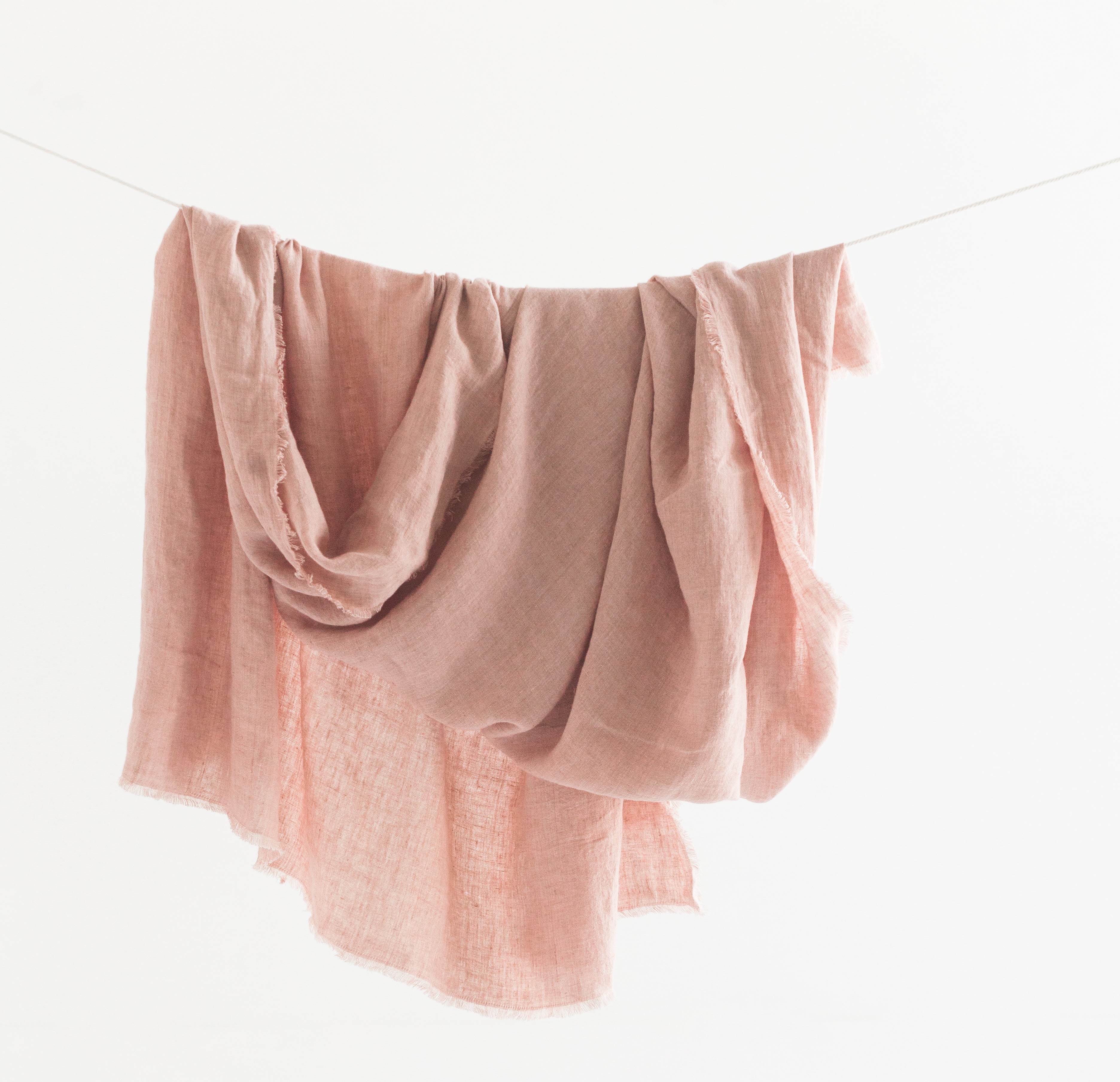 Stone Washed Linen Throw - Blush