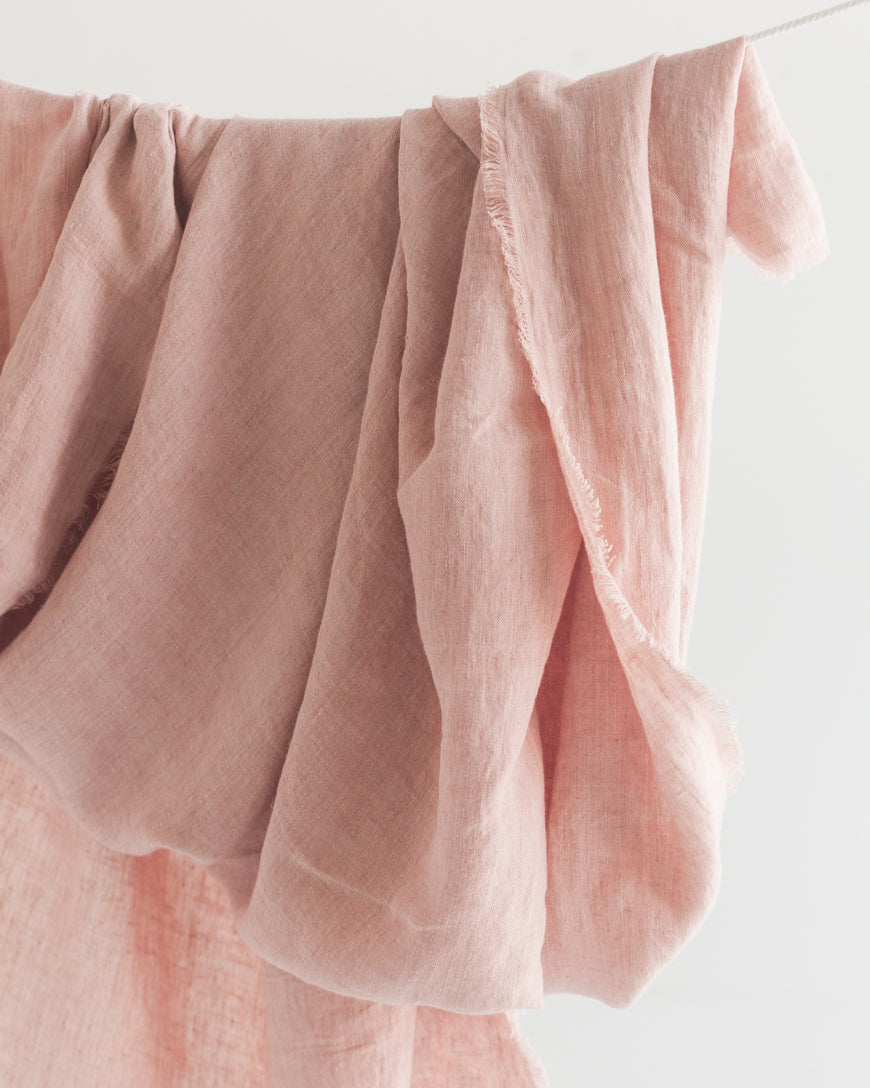 Stone Washed Linen Throw - Blush