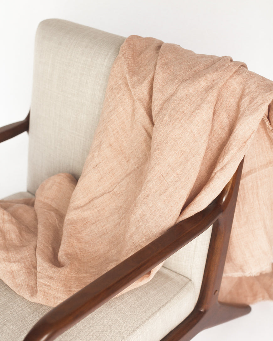 Stone Washed Linen Throw - Blush