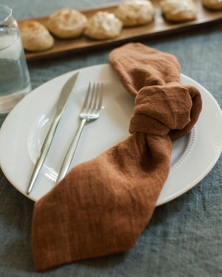 Stone Washed Linen Napkins, Terracotta - set of 4