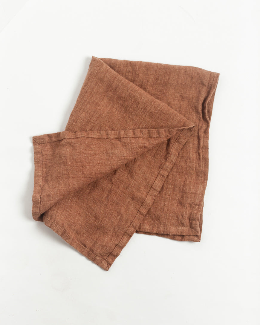 Stone Washed Linen Tea Towel - Terracotta