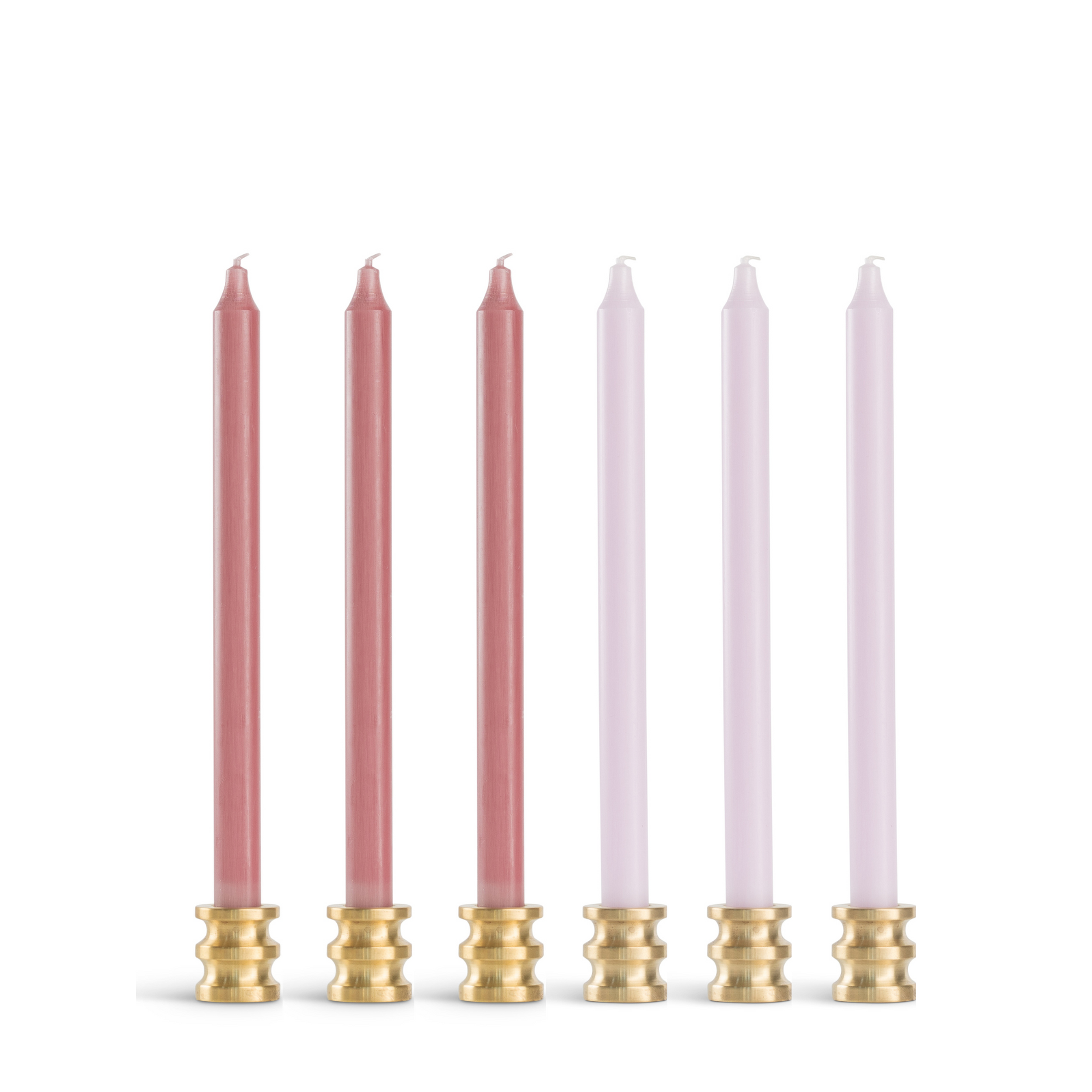 mauve bloon taper candles