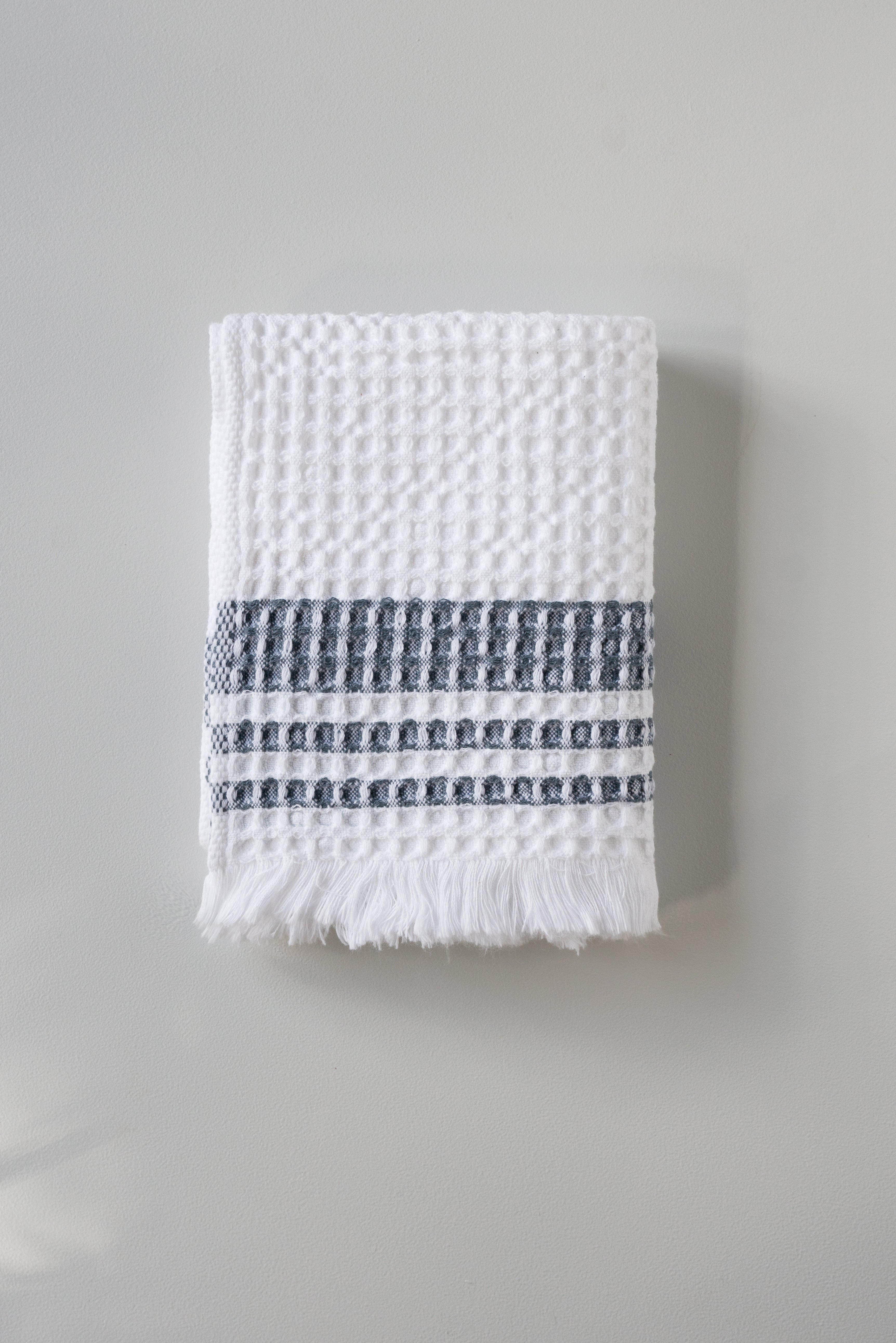 S/2 Organic Belgian Waffle Hand Towel - Ink