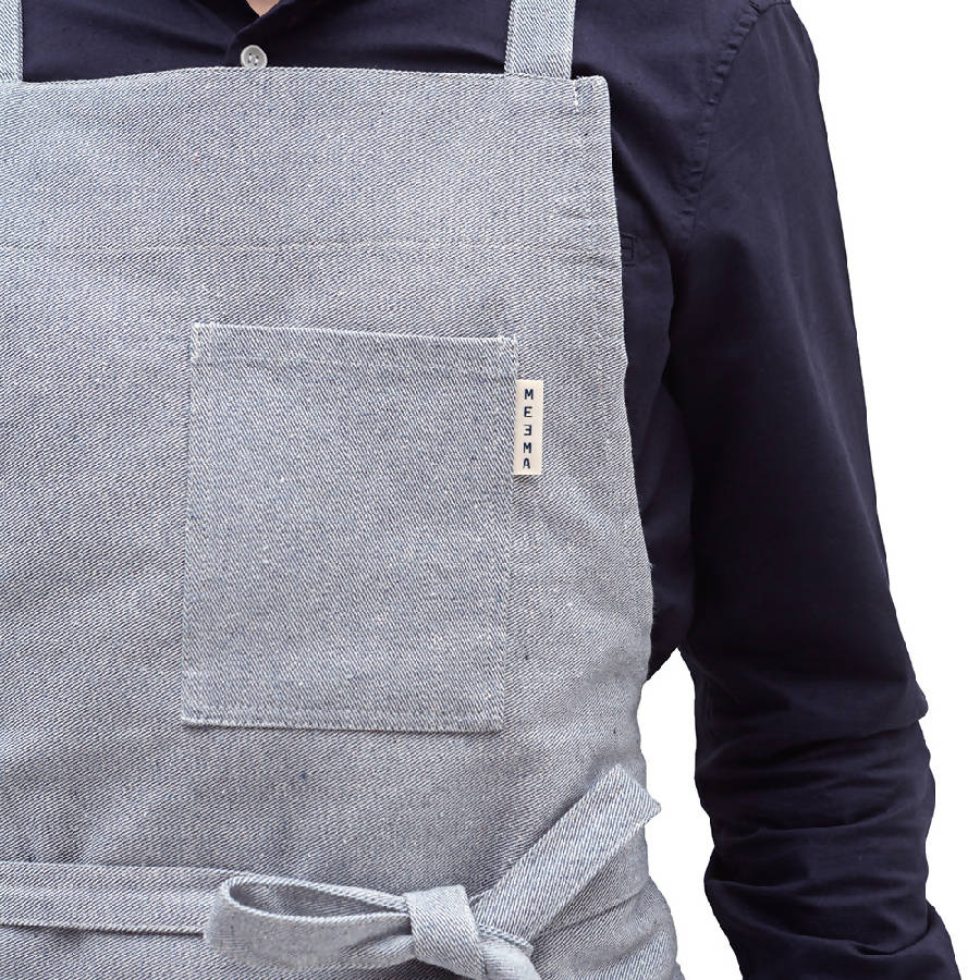 Blue Crossback Bib Apron