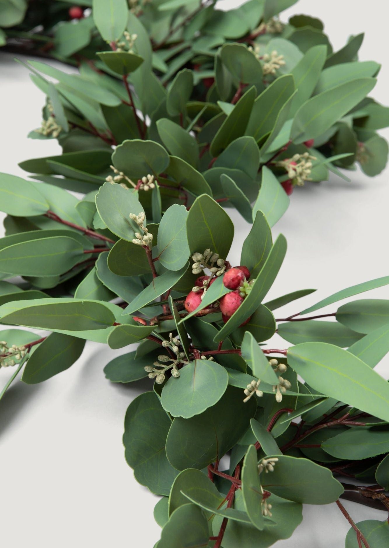 Deluxe Faux Seeded Eucalyptus Garland with Burgundy Berries - 60"