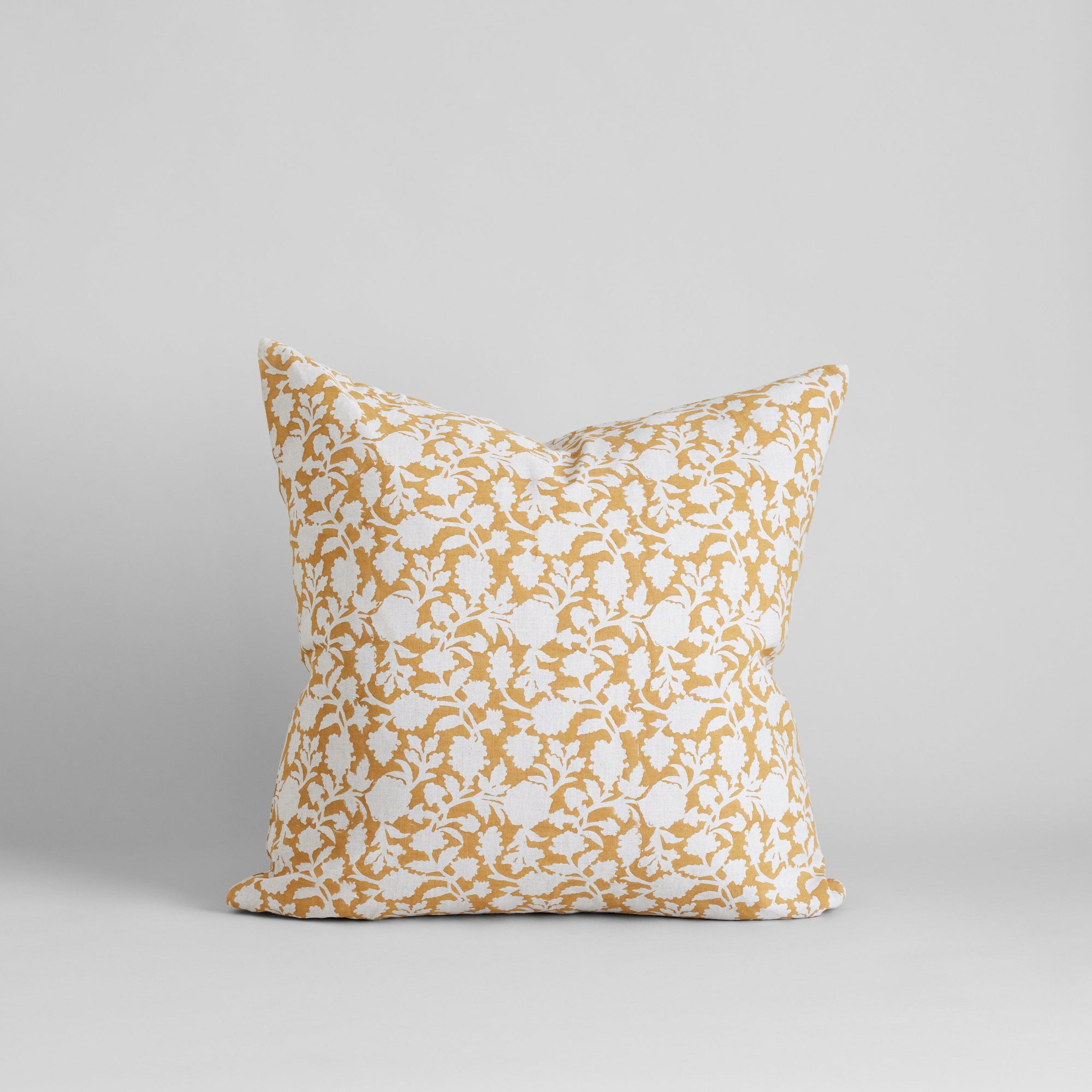 Tina Hand Block Printed Linen Pillow Cover, 22x22