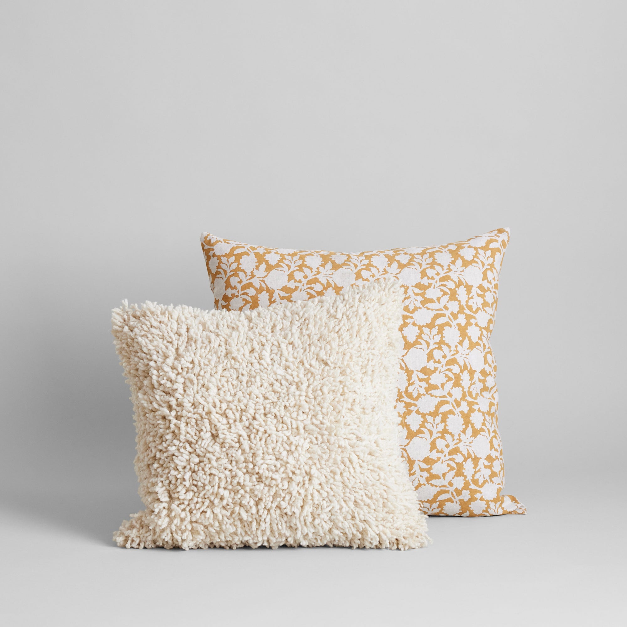 Tina Hand Block Printed Linen Pillow Cover, 22x22