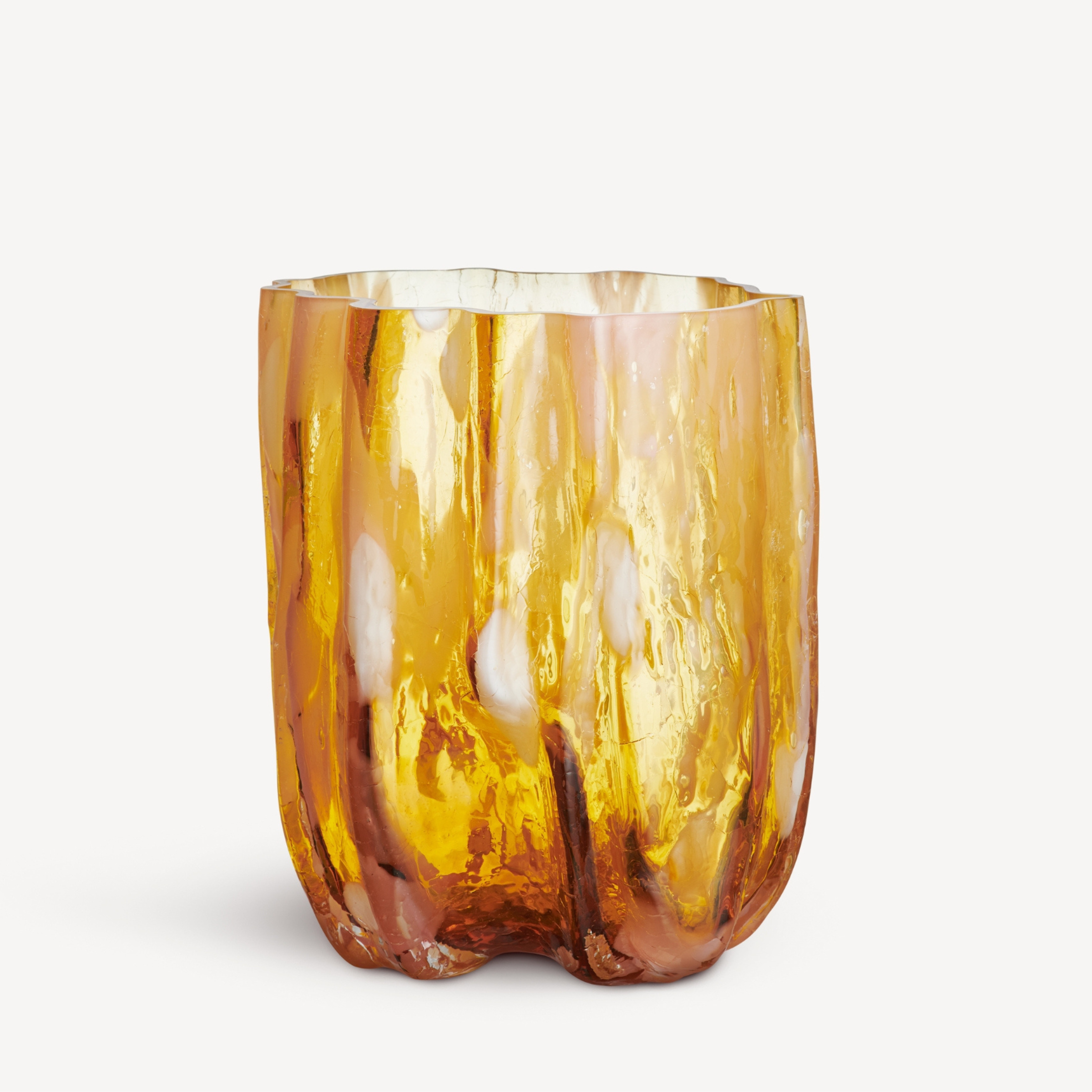 Crackle Vase Amber/Flamingo - Tall