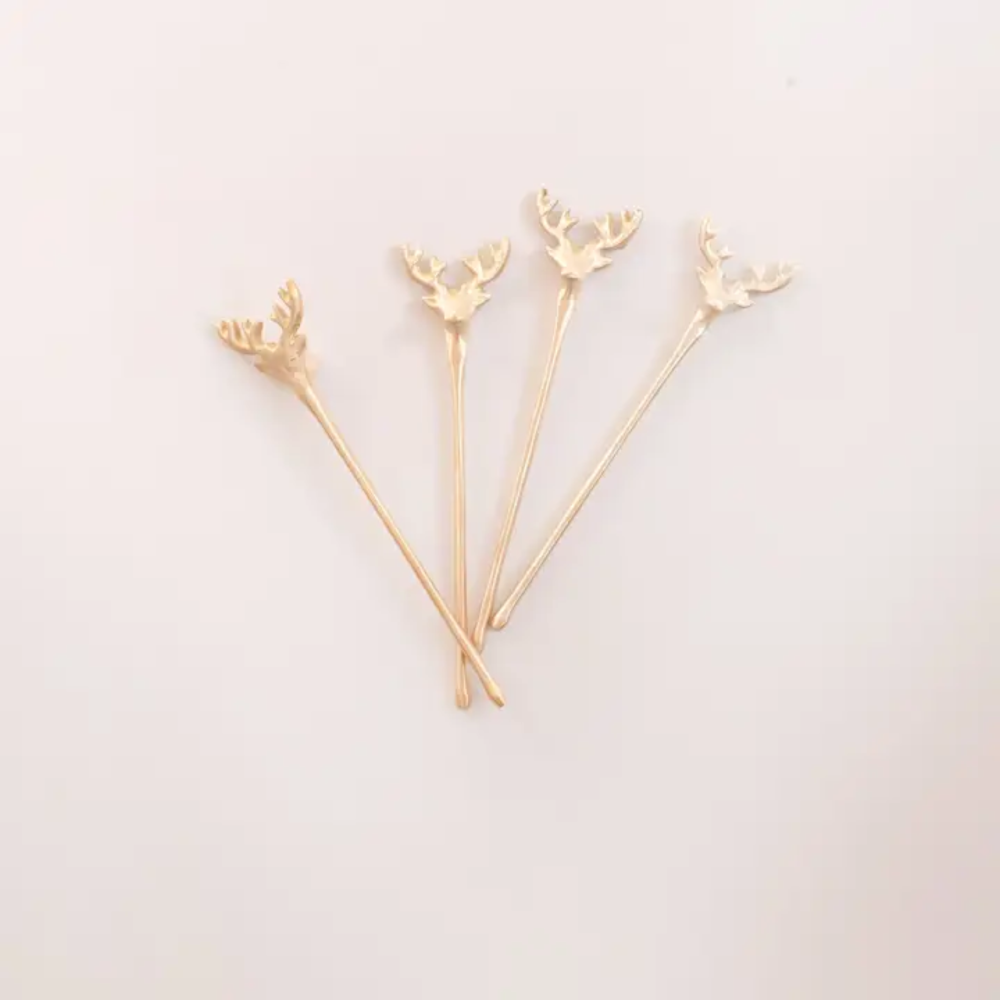 Deer Brass Drink Stirrers (Small) - Set of 4