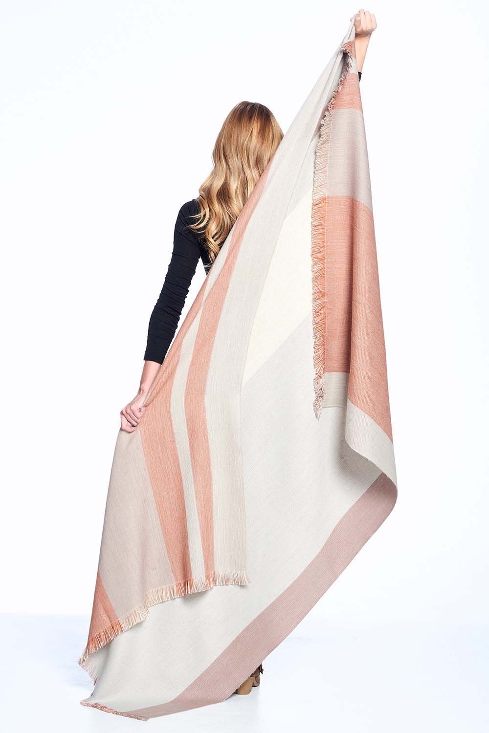 Alpaca Throw Blanket Reversible  - Faded Rust