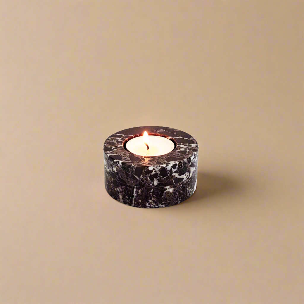 M1v Cherry Rosso Levanto Marble Tealight Candleholder