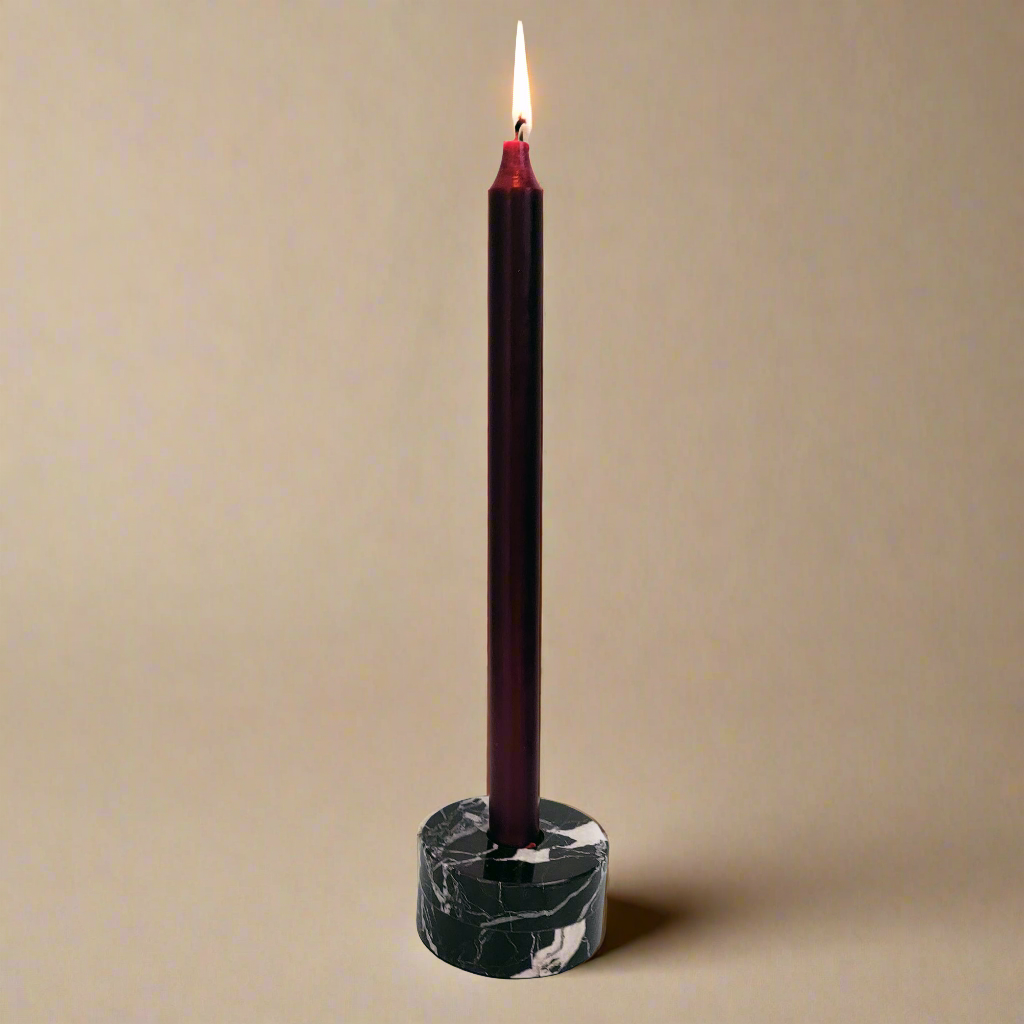 M1v Cherry Rosso Levanto Marble Taper Candleholder