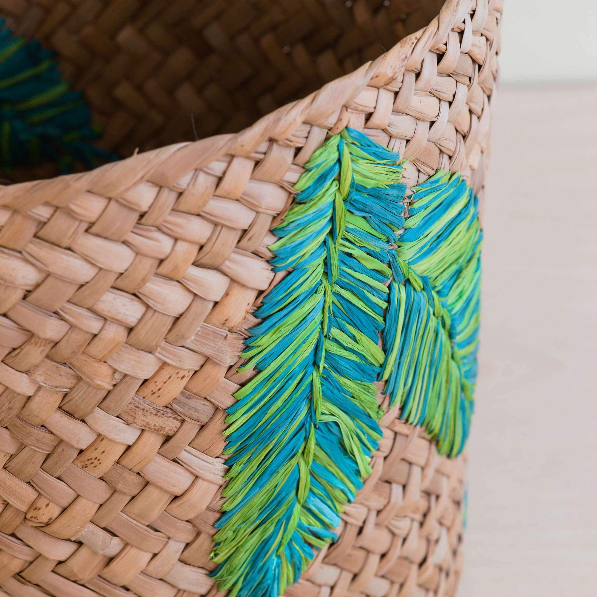 Banana Leaf Embroidery Soft Woven Basket