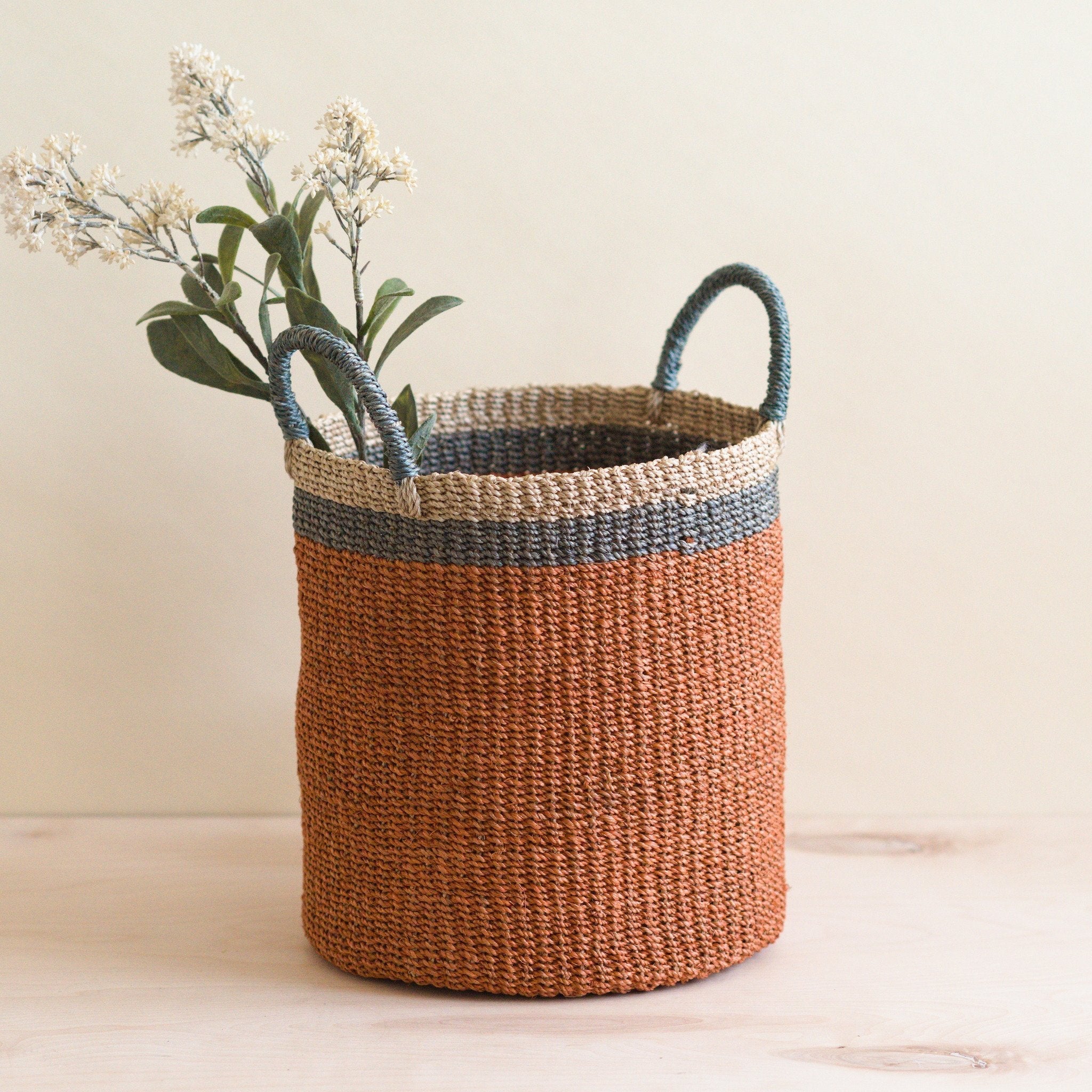 Coral Floor Basket with Handle