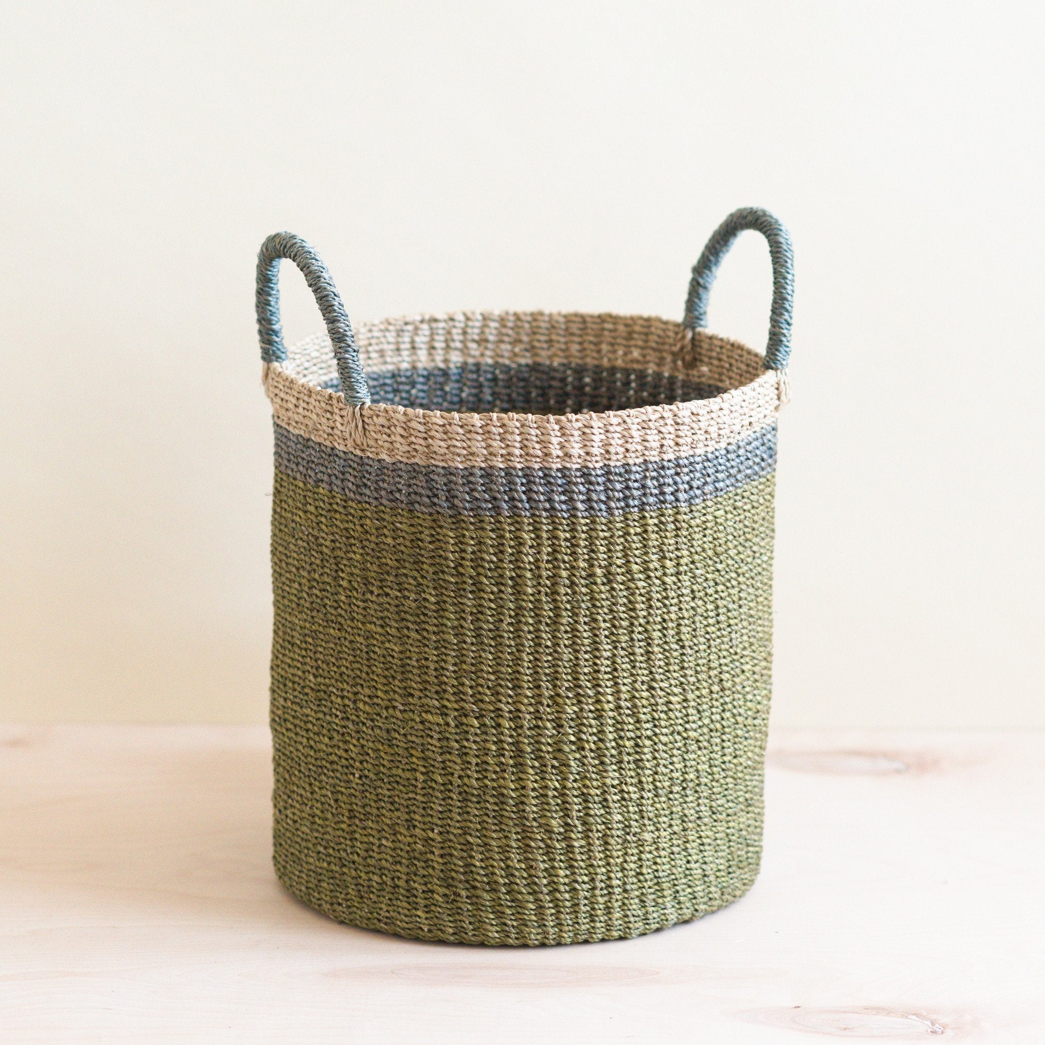 Olive Floor Basket with Handle - Handwoven Basket