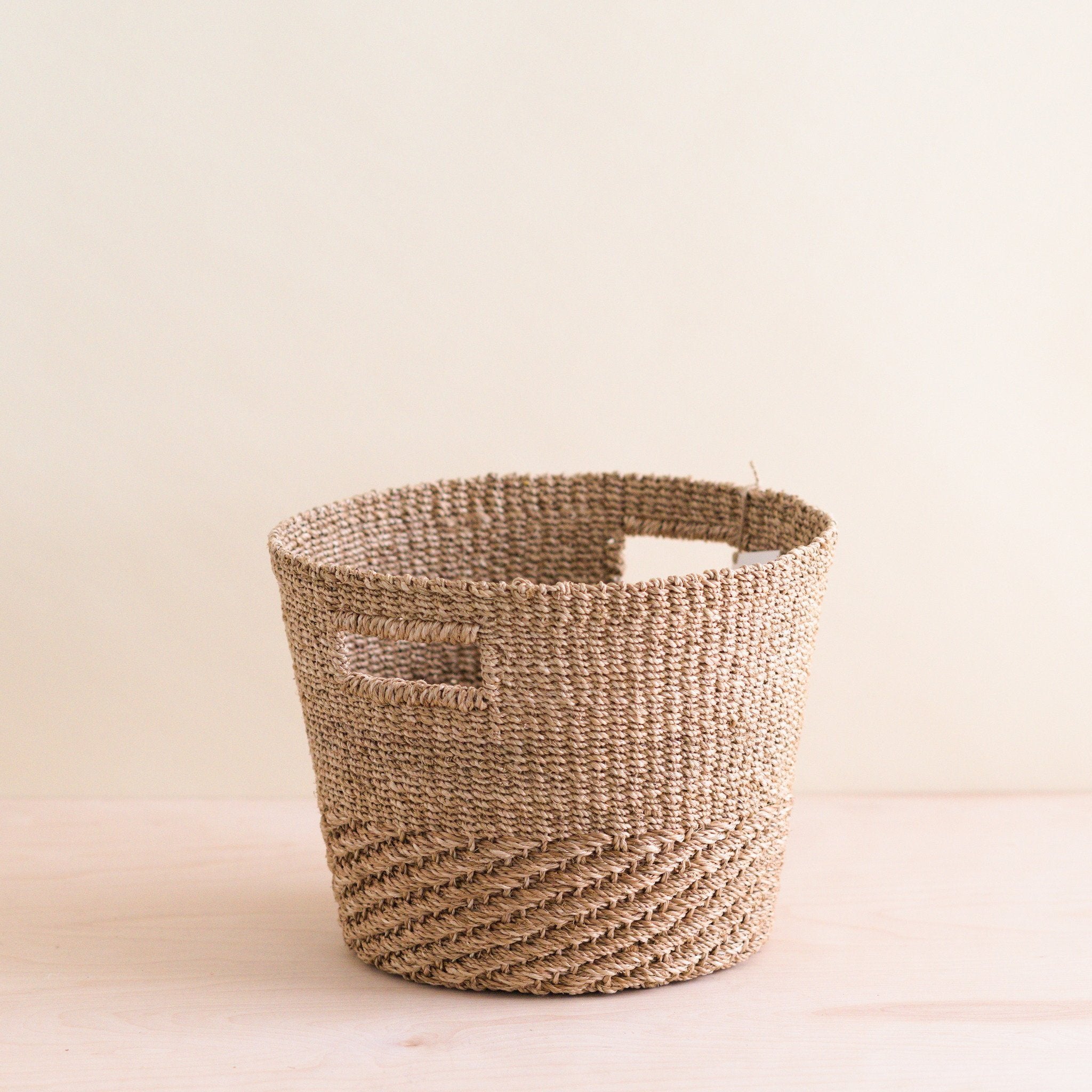 Tan + Natural Tapered Basket - Straw Basket