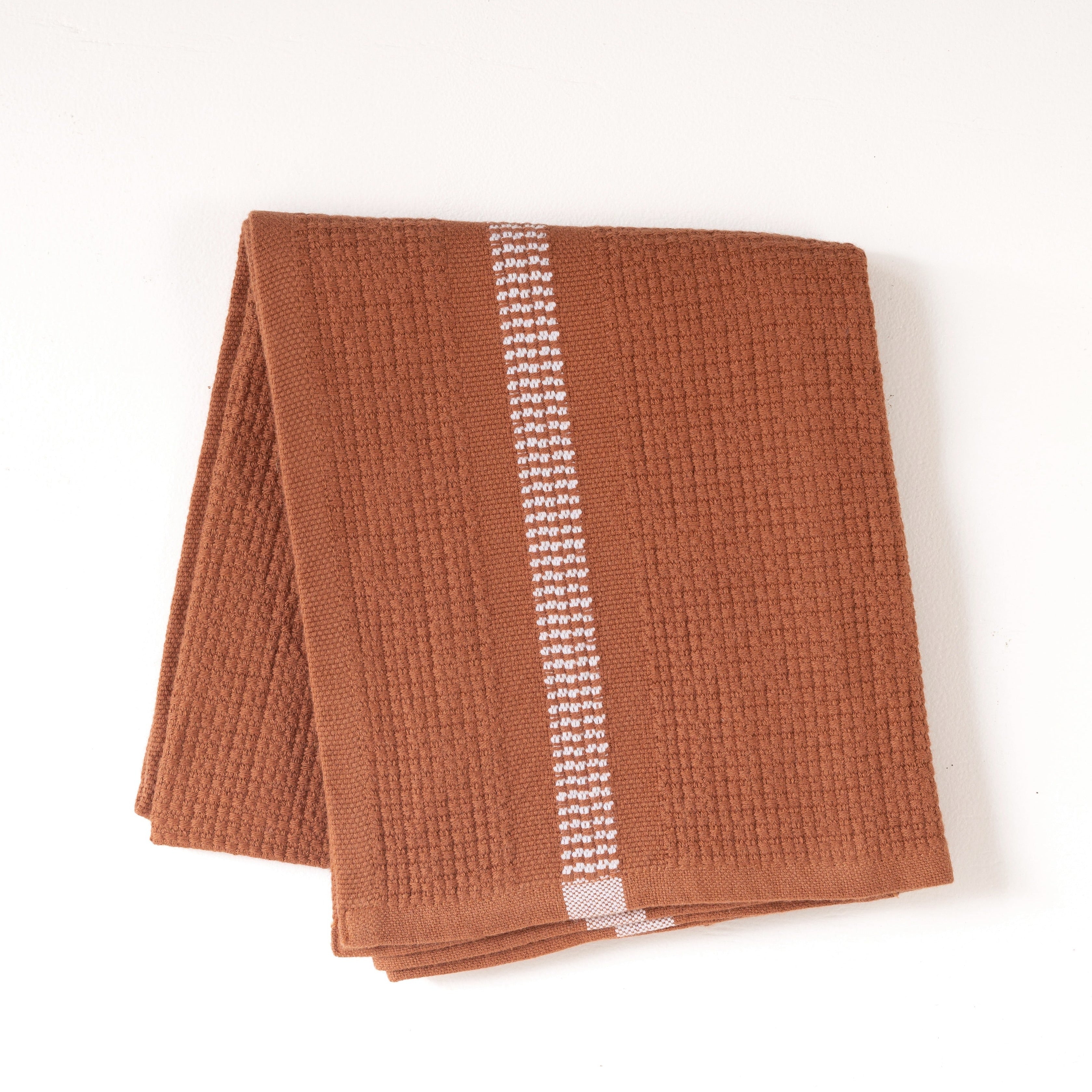 S/2 Organic Block Rib Hand Towel - Russet