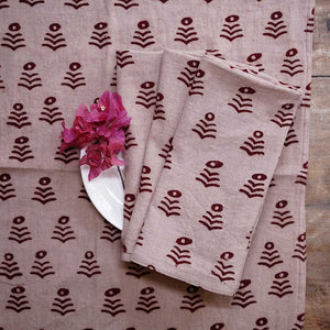 Pink marigold holiday block printed napkins