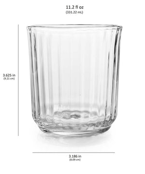 Paneled Double Old Fashioned Rocks Glasses, 11.2-ounce, Set of 6